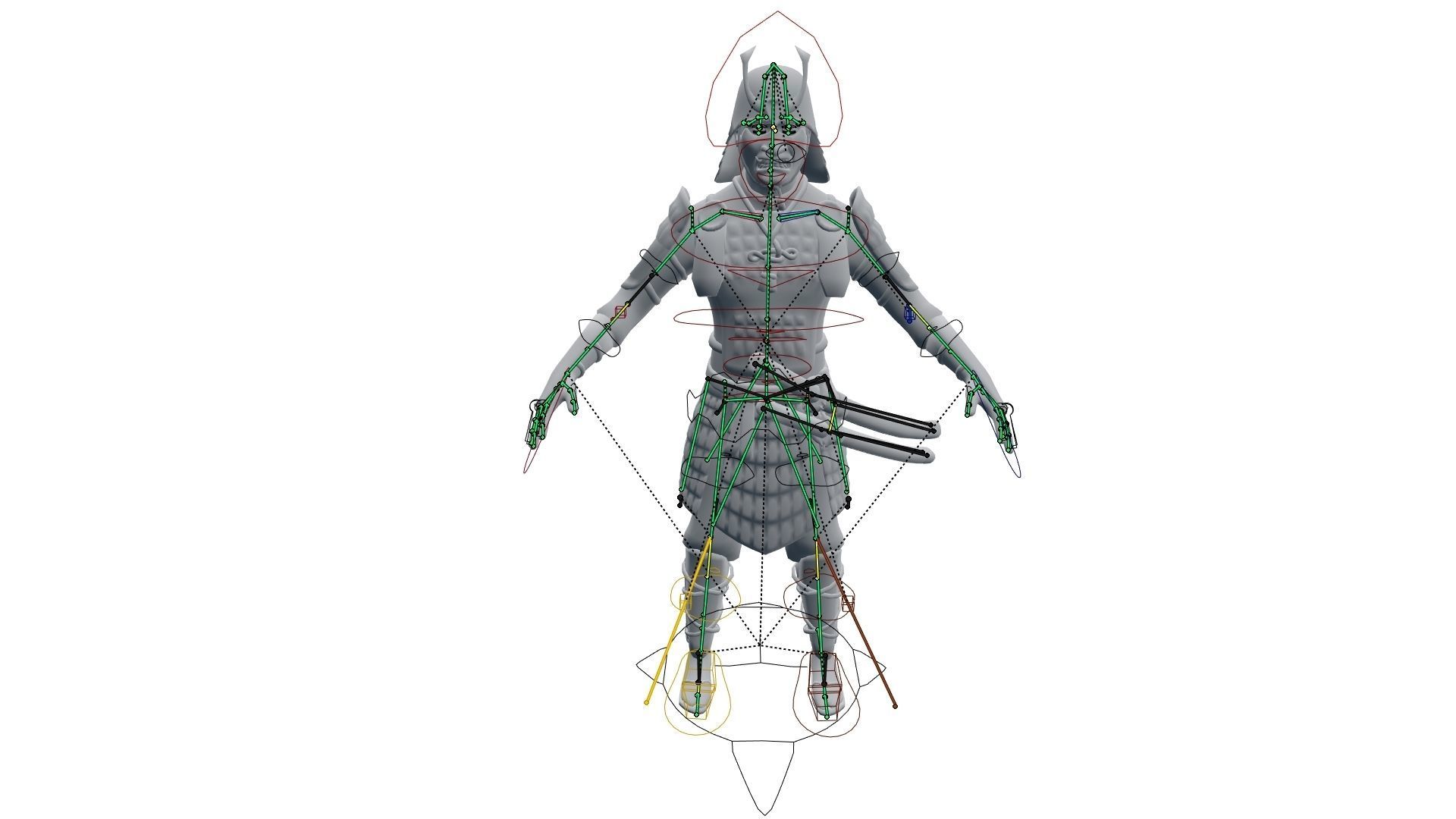 Ghost Samurai Warrior With PBR Materials And Multiple Skins Low-poly 3D model_48