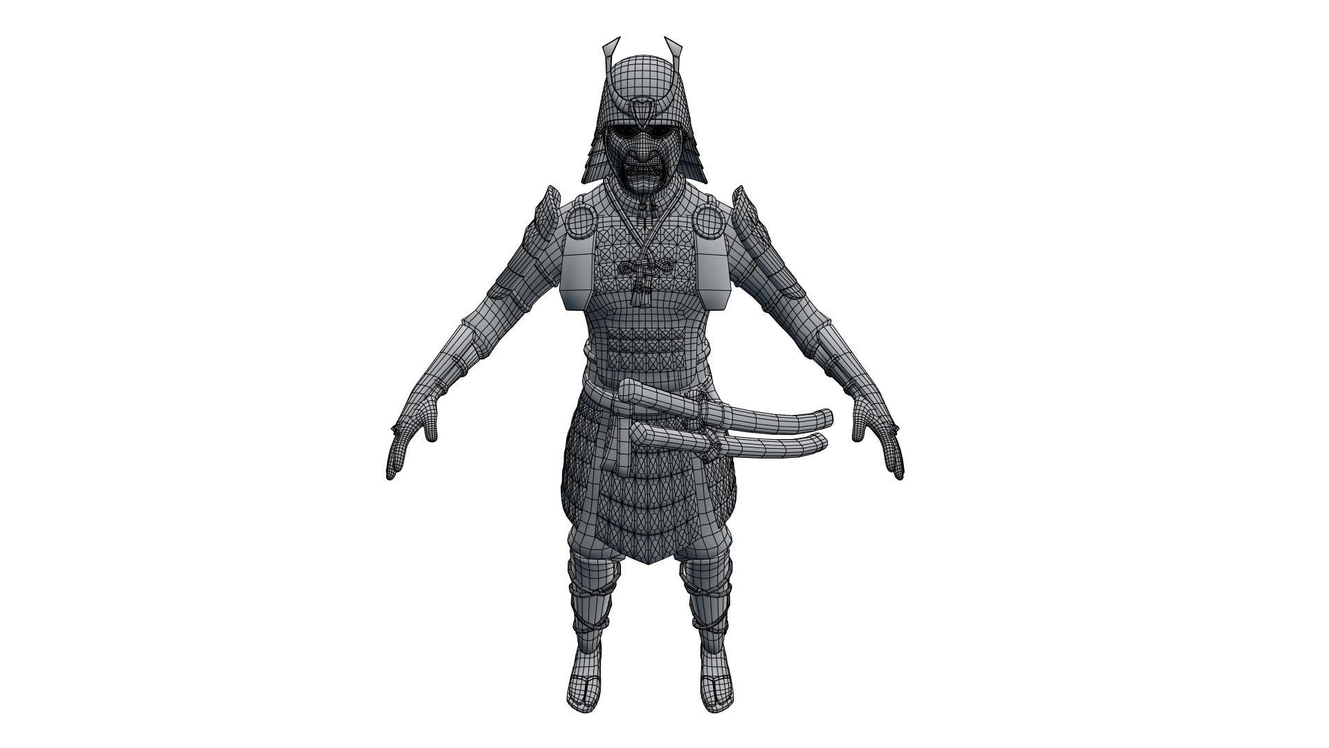 Ghost Samurai Warrior With PBR Materials And Multiple Skins Low-poly 3D model_42