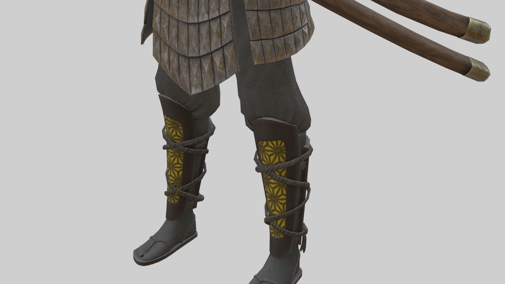 Ghost Samurai Warrior With PBR Materials And Multiple Skins Low-poly 3D model_13