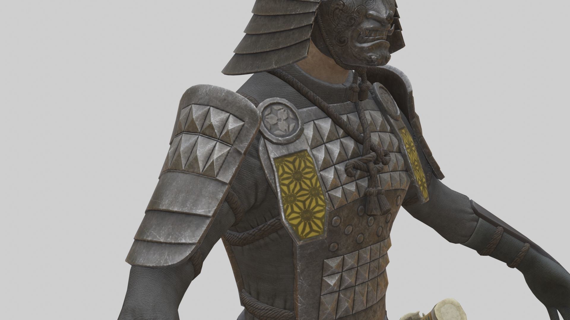 Ghost Samurai Warrior With PBR Materials And Multiple Skins Low-poly 3D model_11