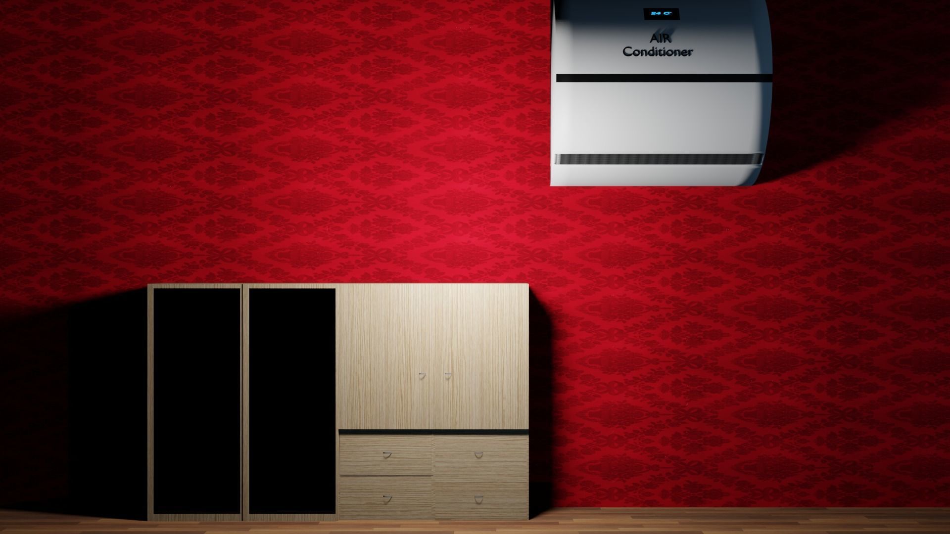 Bedroom empty room with window 3D model_9