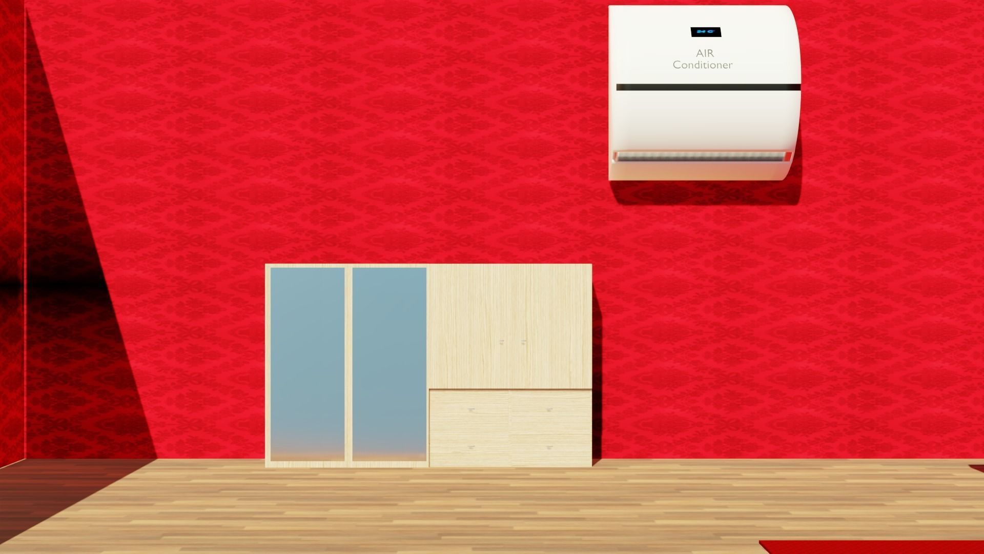 Bedroom empty room with window 3D model_13