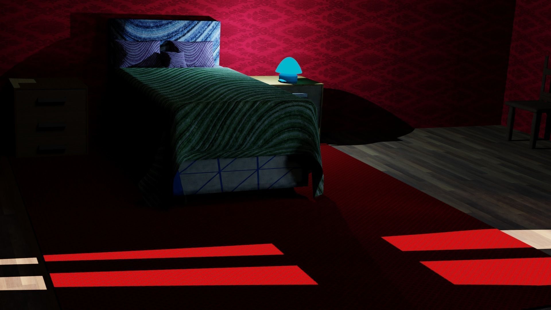 Bedroom empty room with window 3D model_11