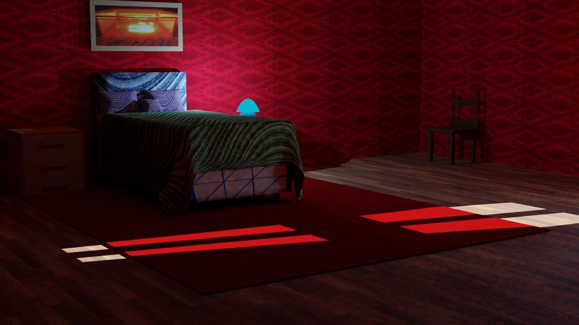 Bedroom empty room with window 3D model_5