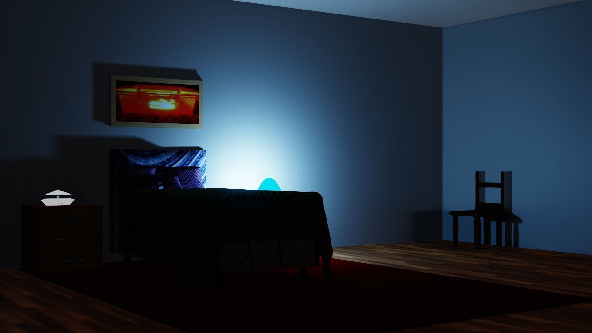 Bedroom empty room with window 3D model_1