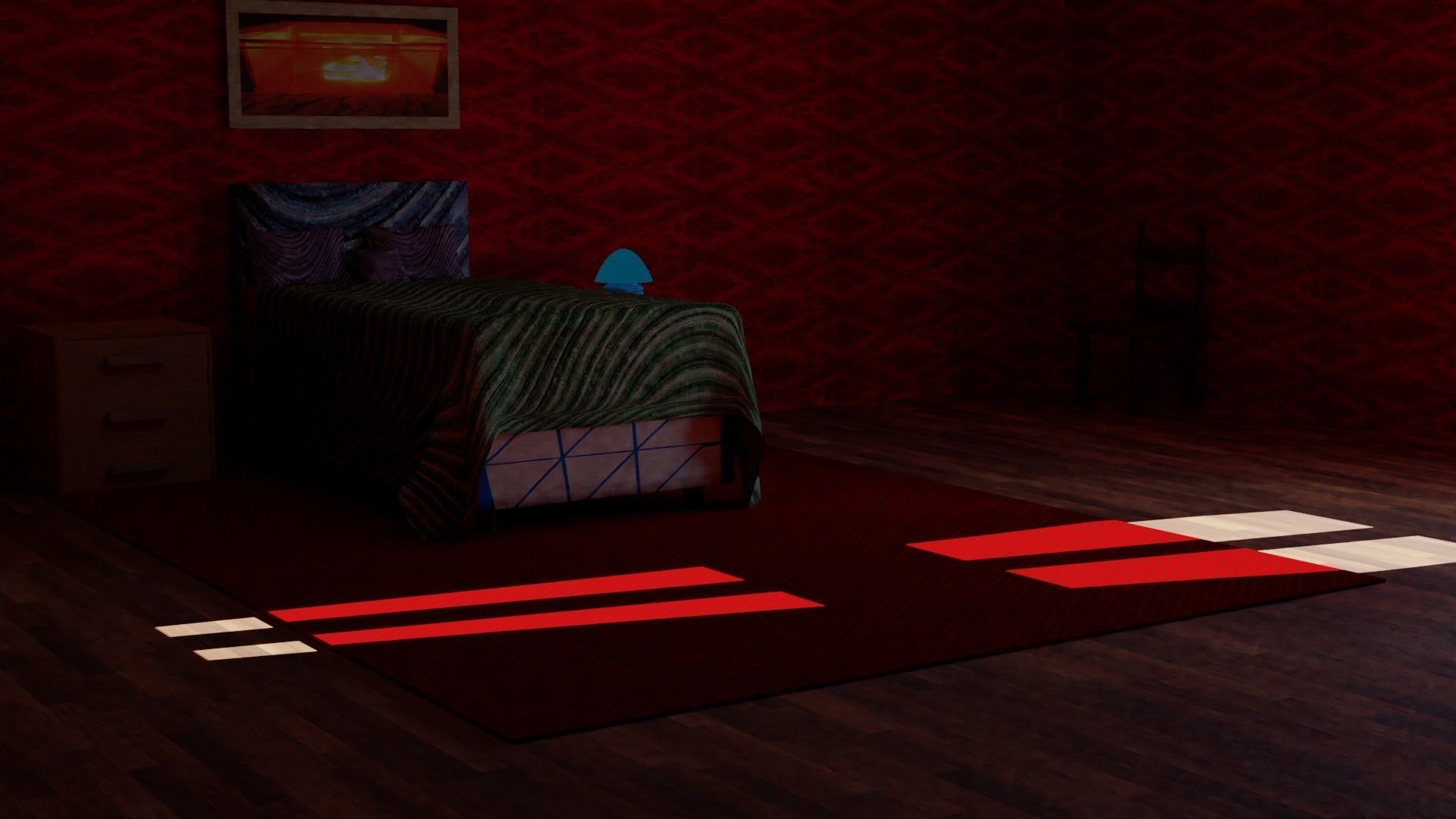 Bedroom empty room with window 3D model_4