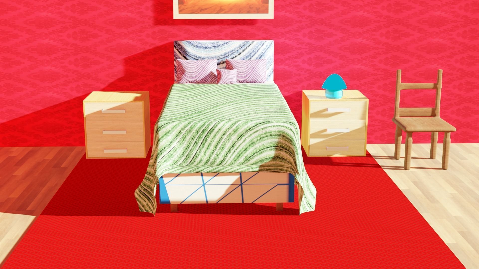 Bedroom empty room with window 3D model_12