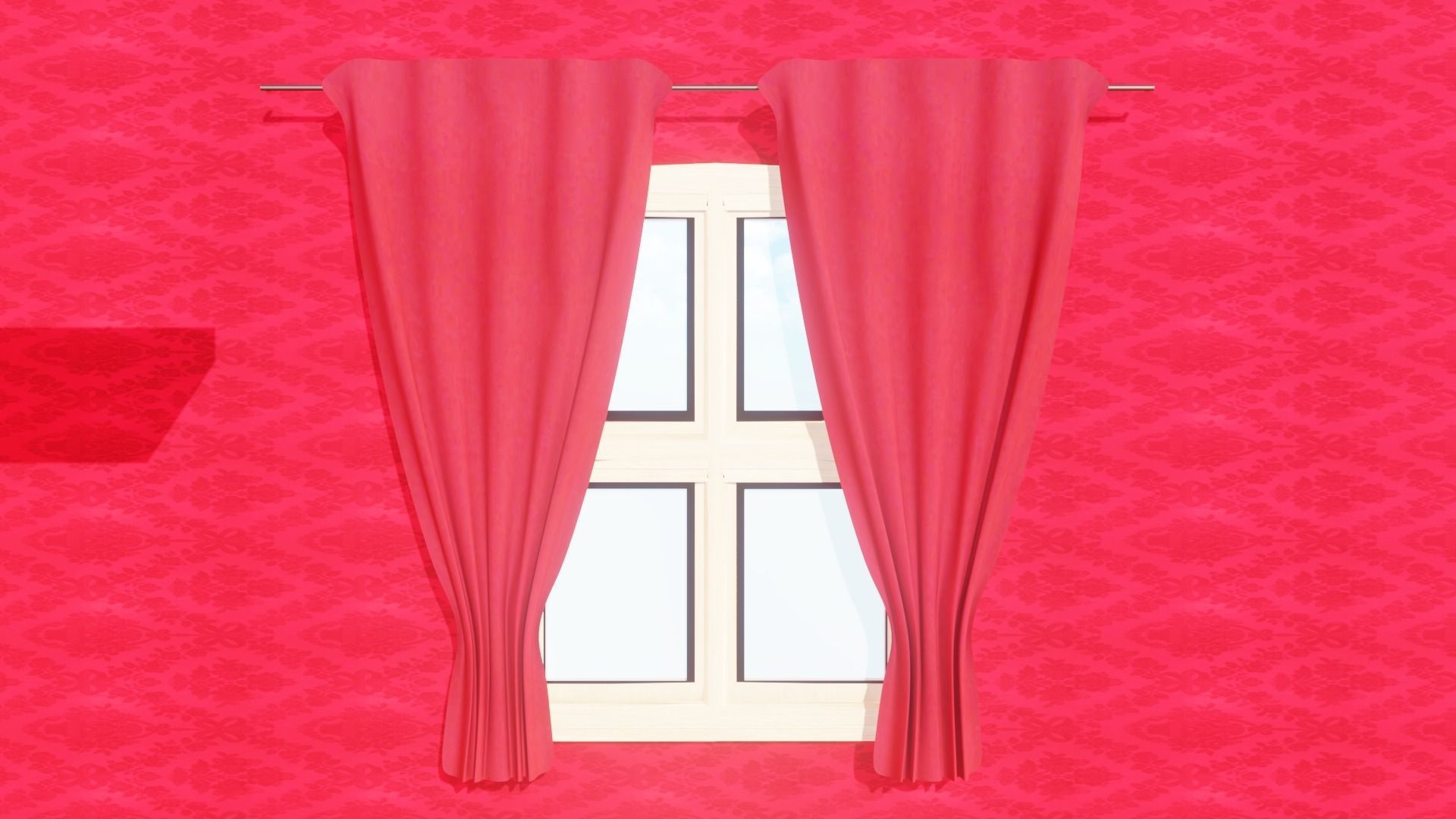 Bedroom empty room with window 3D model_14