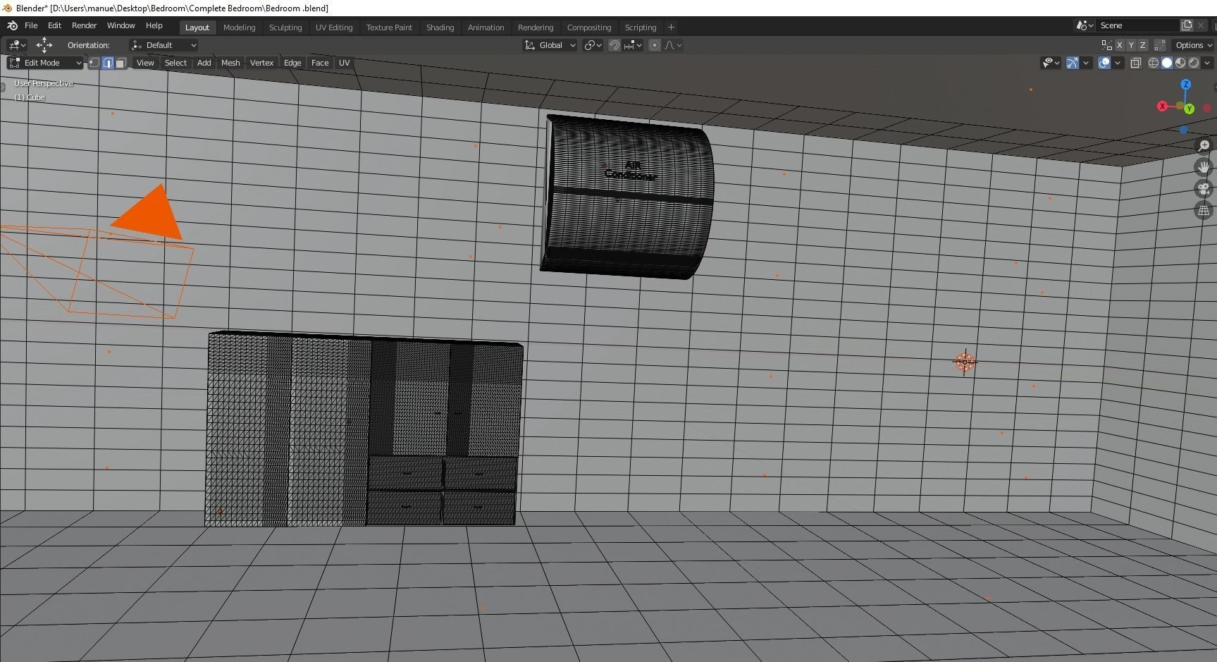 Bedroom empty room with window 3D model_20