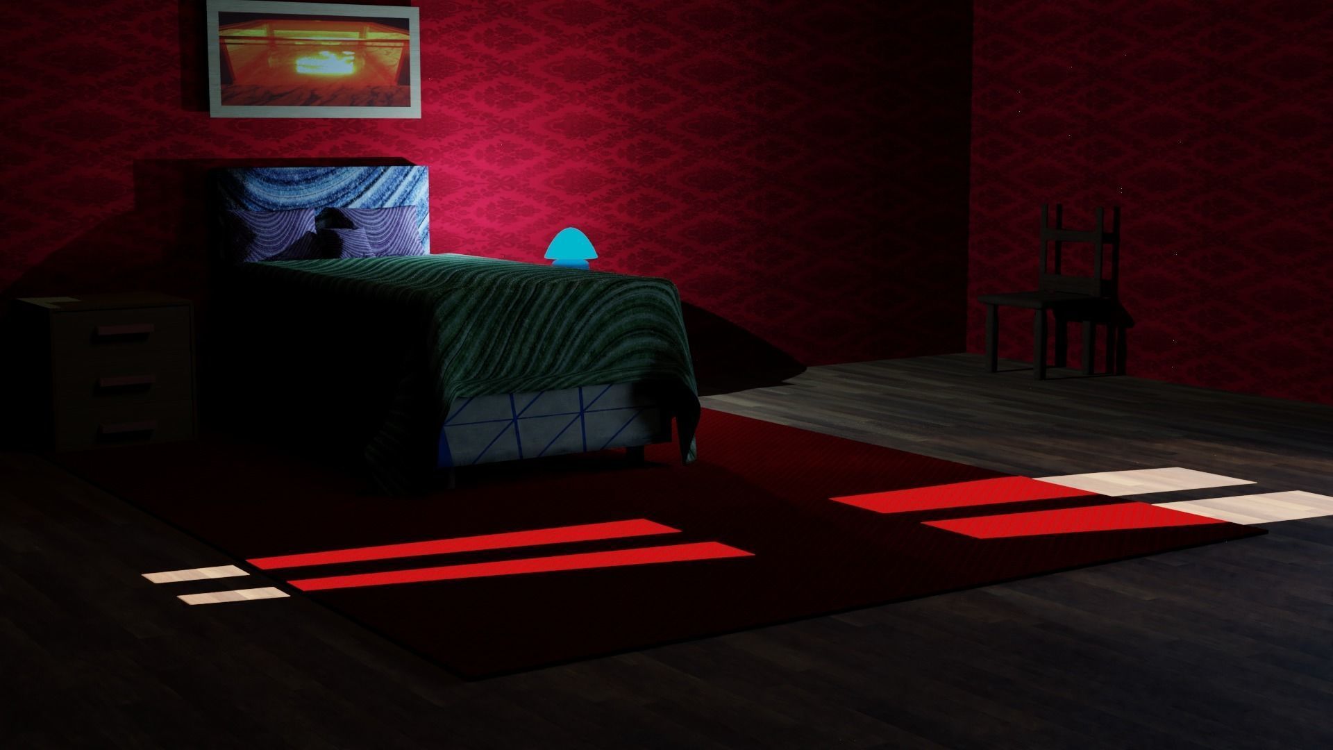 Bedroom empty room with window 3D model_6