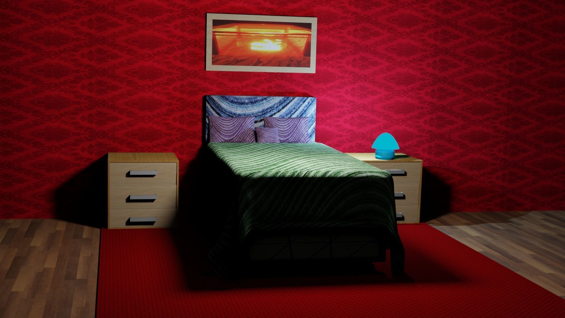 Bedroom empty room with window 3D model_10