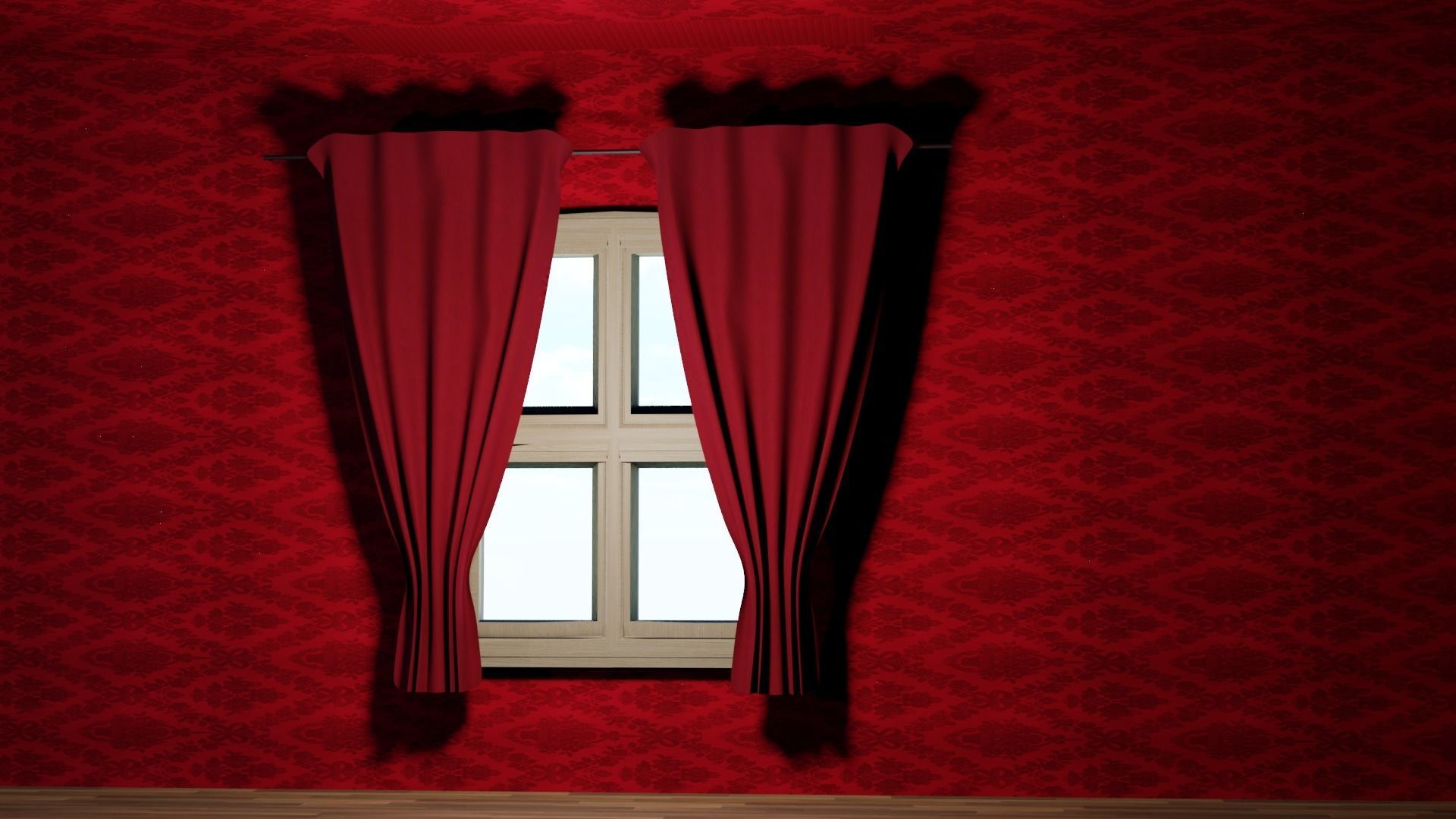 Bedroom empty room with window 3D model_8