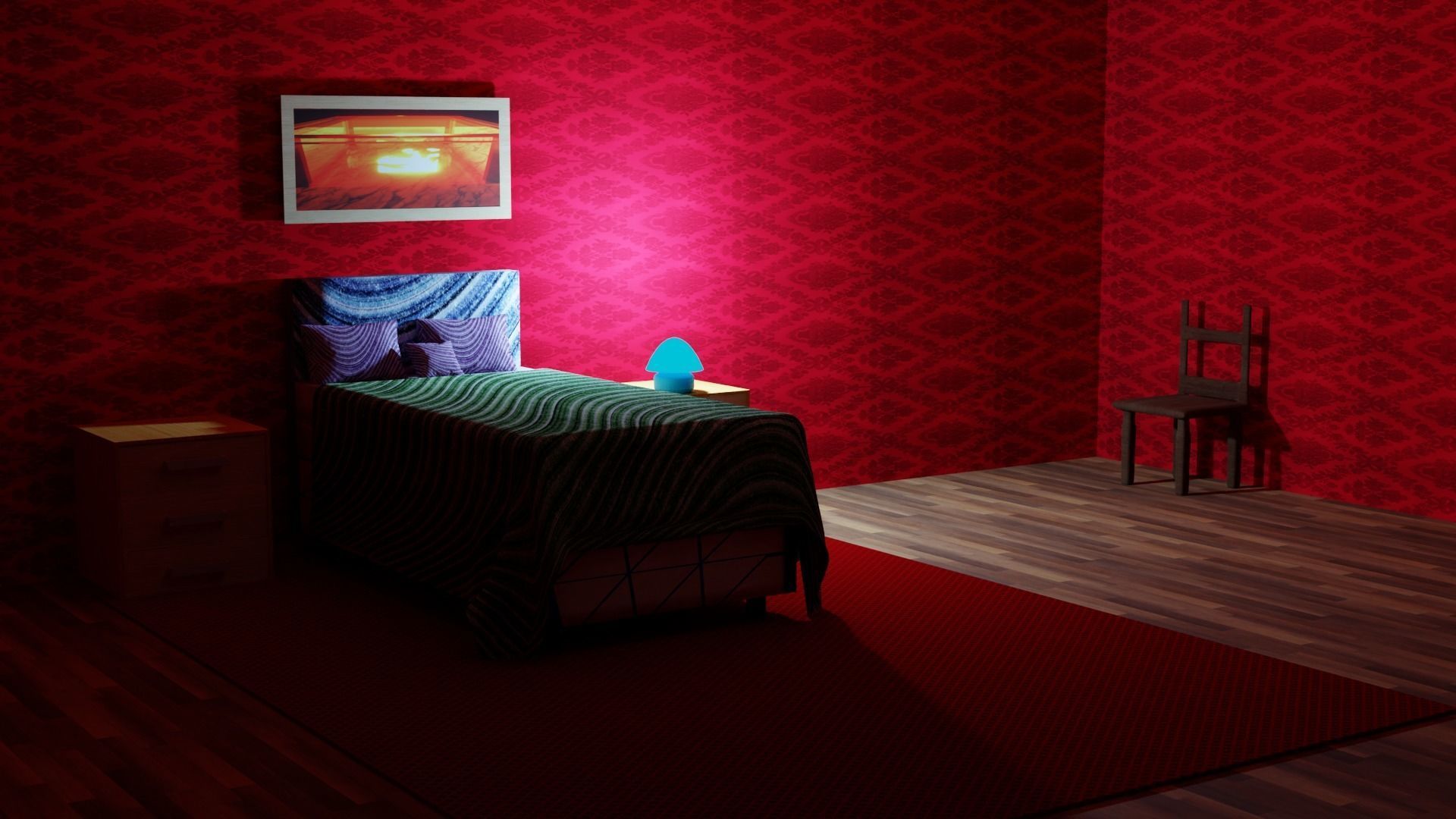 Bedroom empty room with window 3D model_2