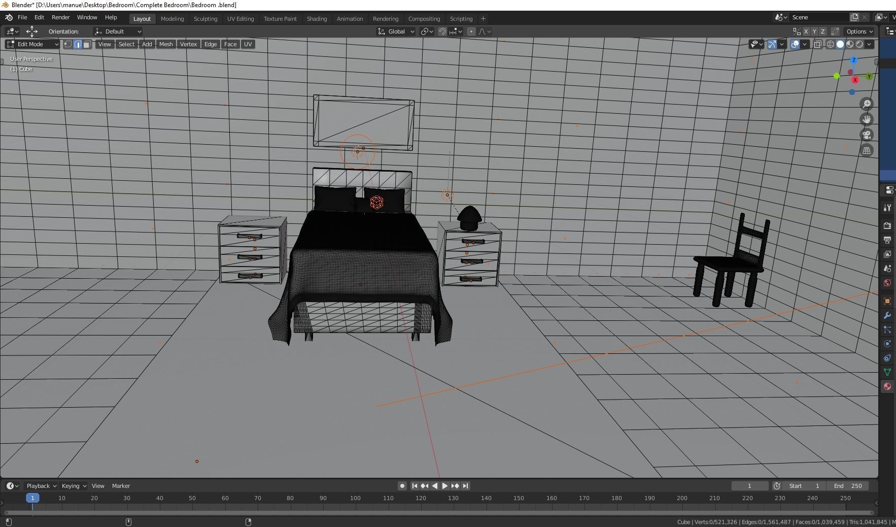 Bedroom empty room with window 3D model_18
