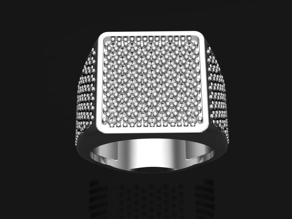 man ring with gems 3D print model_2
