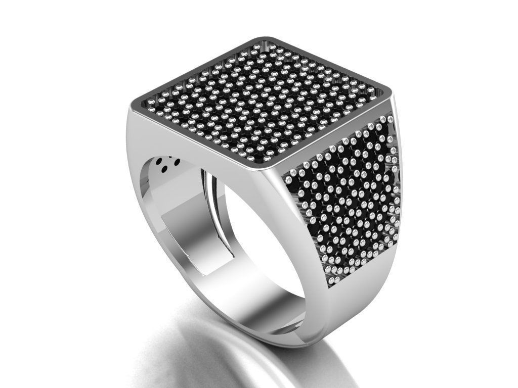 man ring with gems 3D print model_1