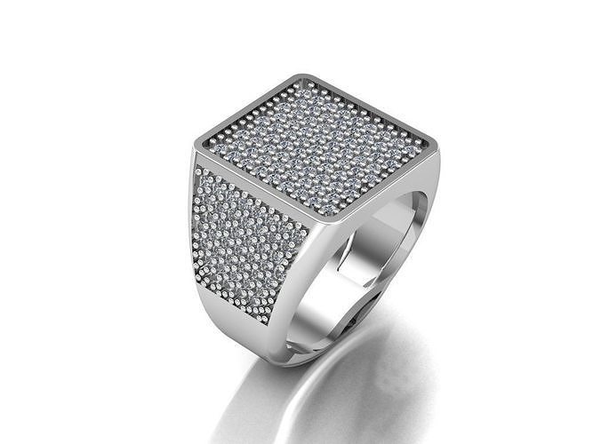 man ring with gems 3D print model