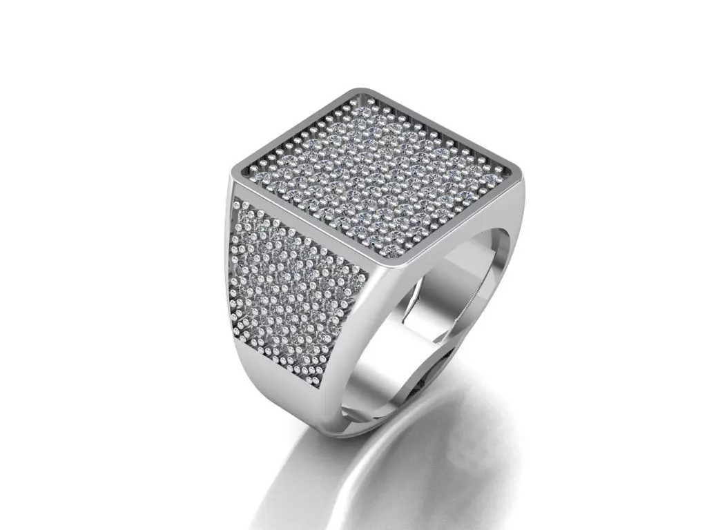 man ring with gems 3D print model_0