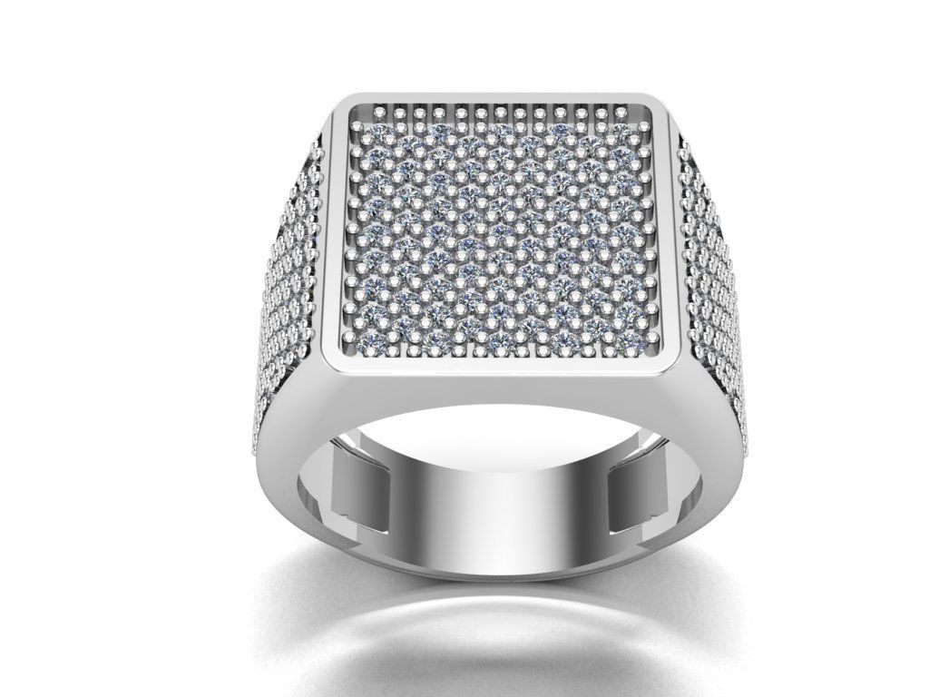 man ring with gems 3D print model_3