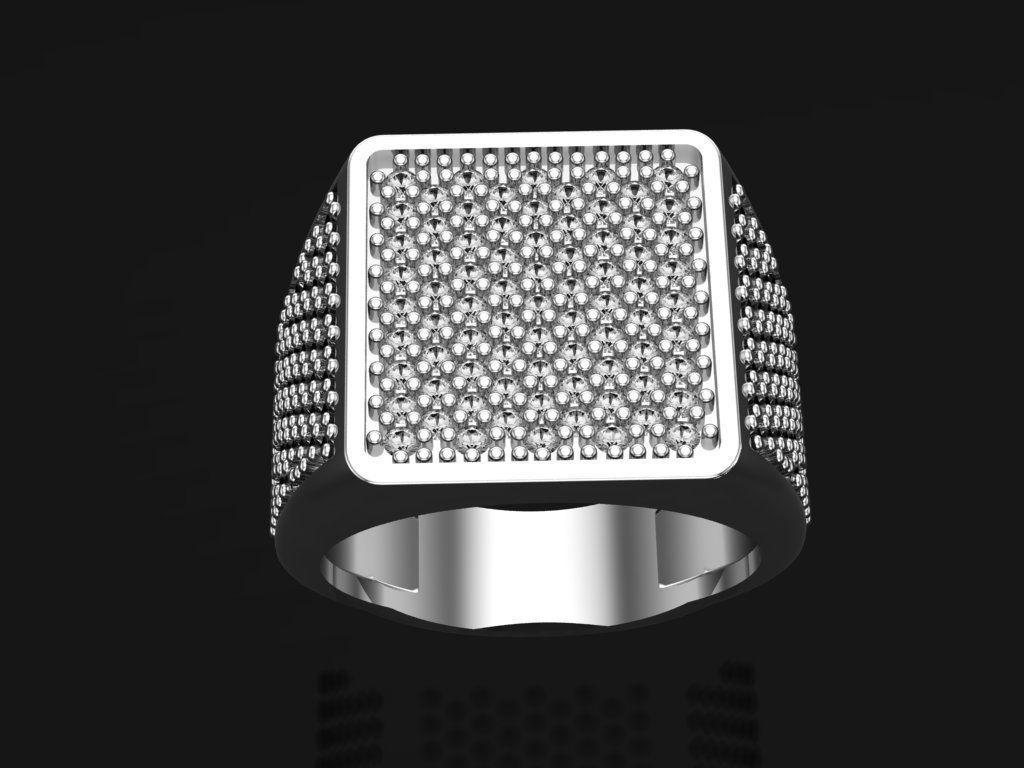 man ring with gems 3D print model_5