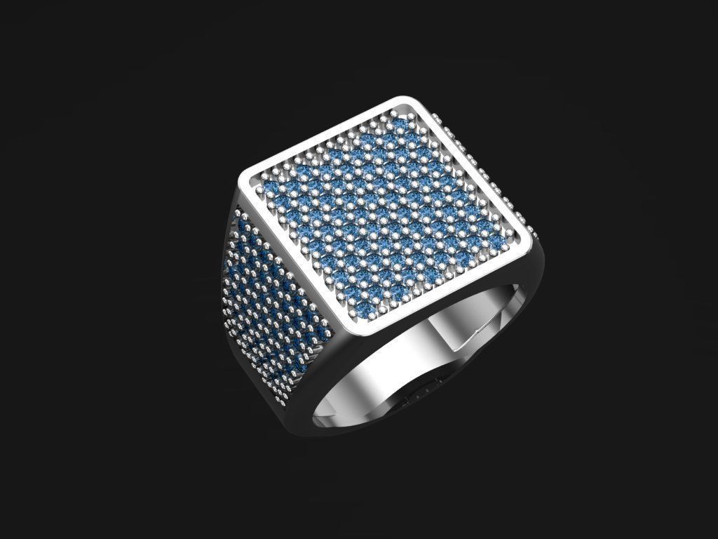 man ring with gems 3D print model_6