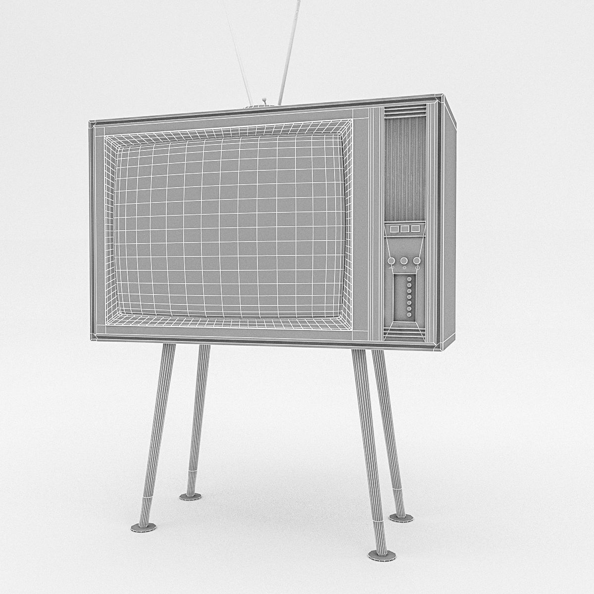 3D Retro Tv Model Low-poly 3D model_5