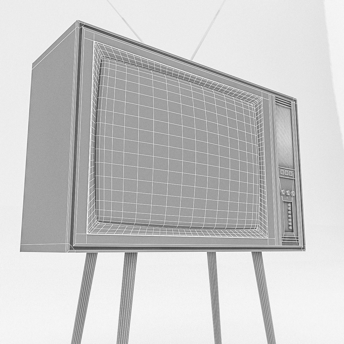 3D Retro Tv Model Low-poly 3D model_9