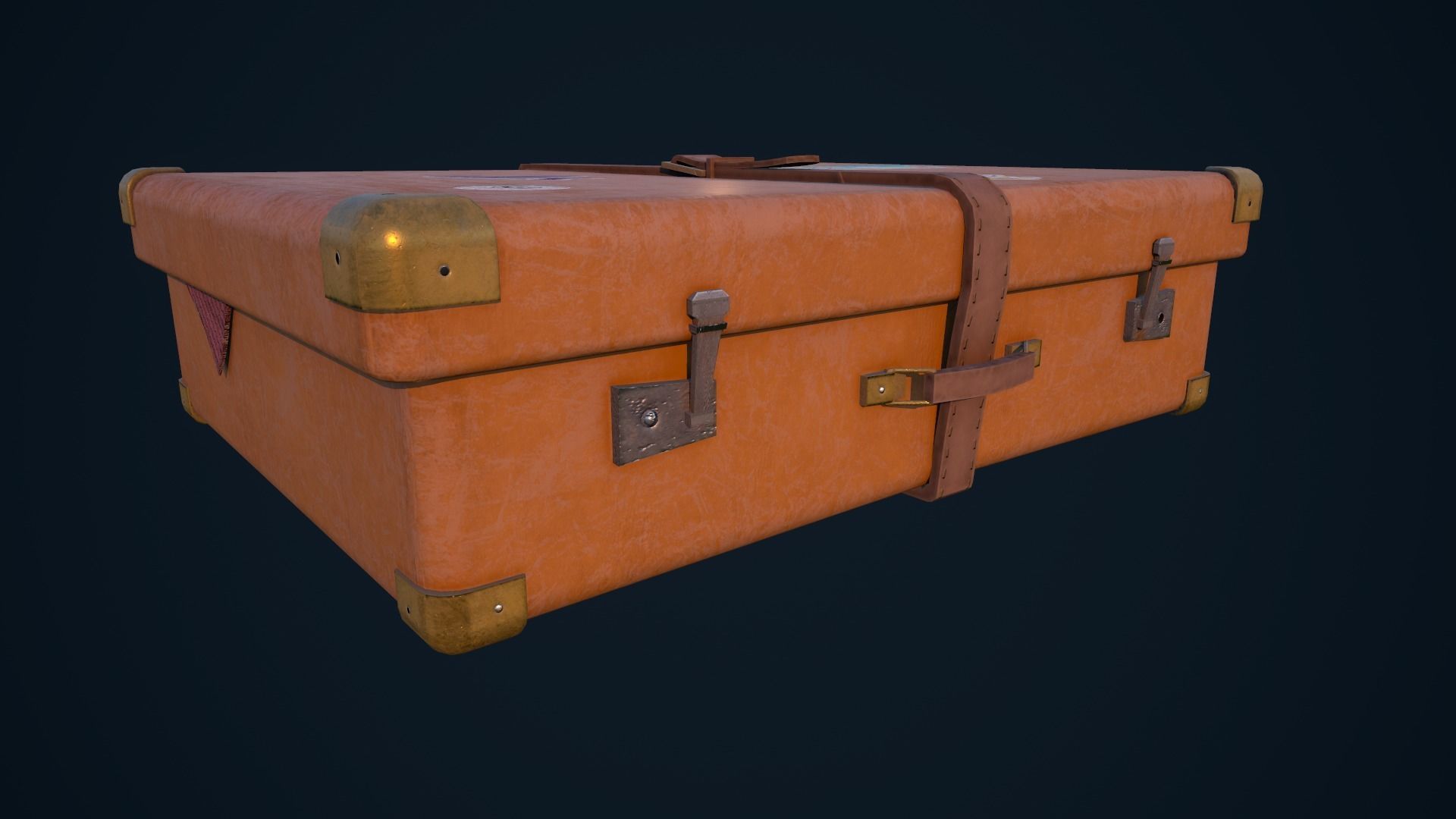 Luggage orange suitcase Low-poly 3D model_10