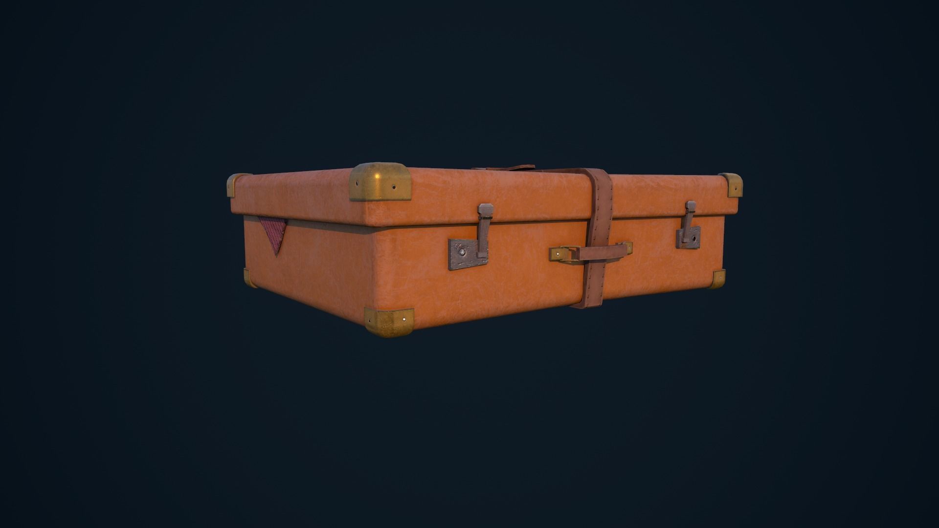 Luggage orange suitcase Low-poly 3D model_6