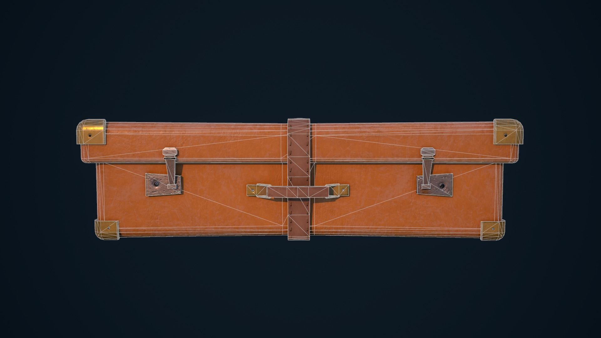 Luggage orange suitcase Low-poly 3D model_15