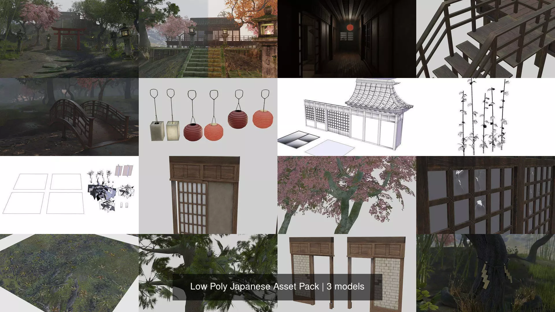 Low Poly Japanese Asset Pack 3D Model Collection_0