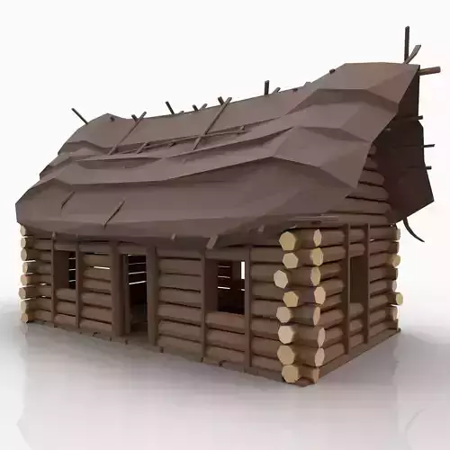 STYLIZED FANTASY MEDIEVAL VIKING WOODEN COTTAGE HOUSE CABIN Free low-poly 3D model