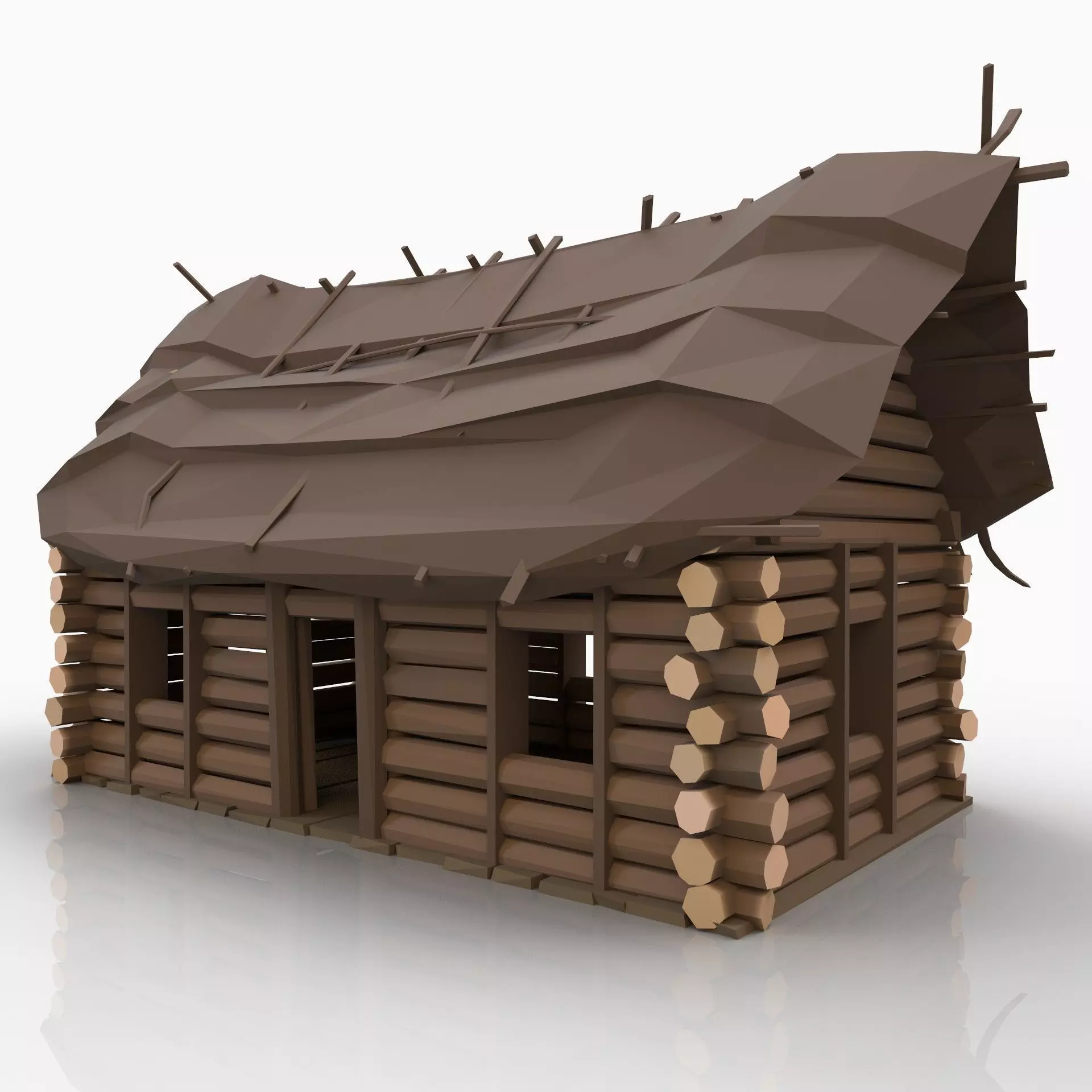 STYLIZED FANTASY MEDIEVAL VIKING WOODEN COTTAGE HOUSE CABIN Free low-poly 3D model