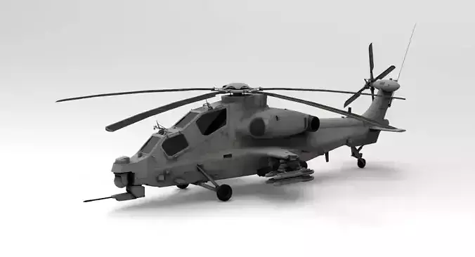 Low Poly Attack Helicopter WZ-10 3D Model