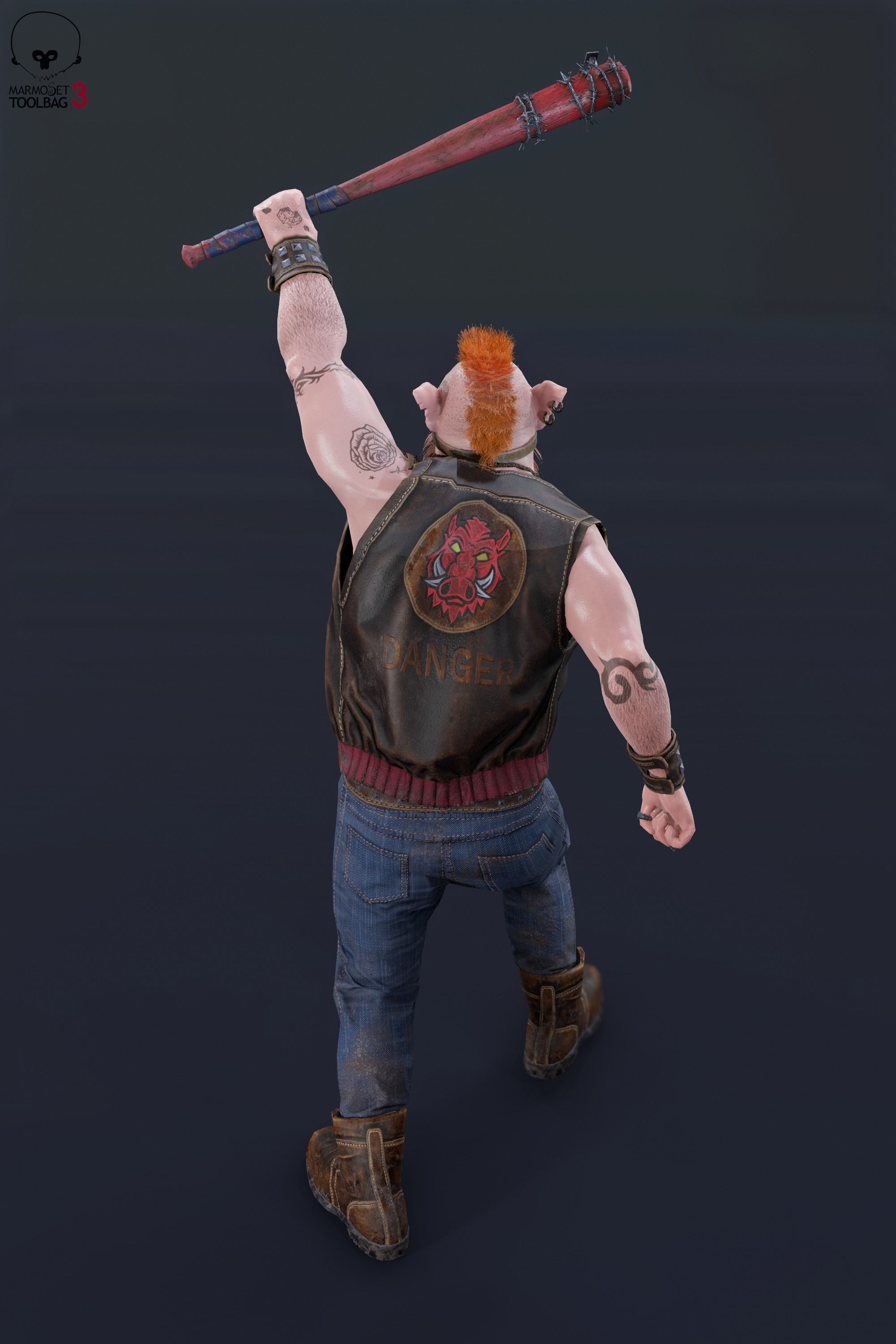 Boar Baiker Low-poly 3D model_42