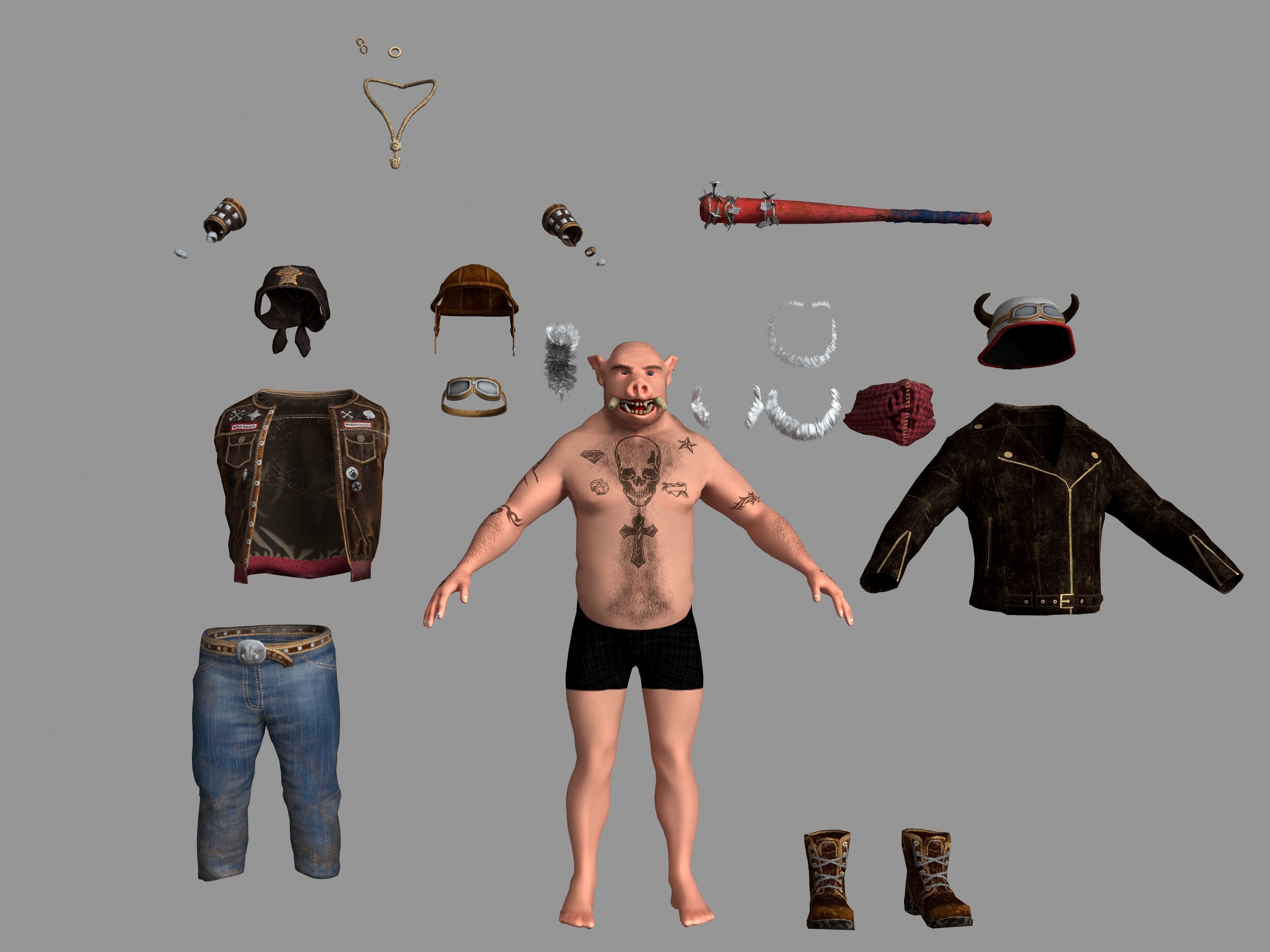 Boar Baiker Low-poly 3D model_11