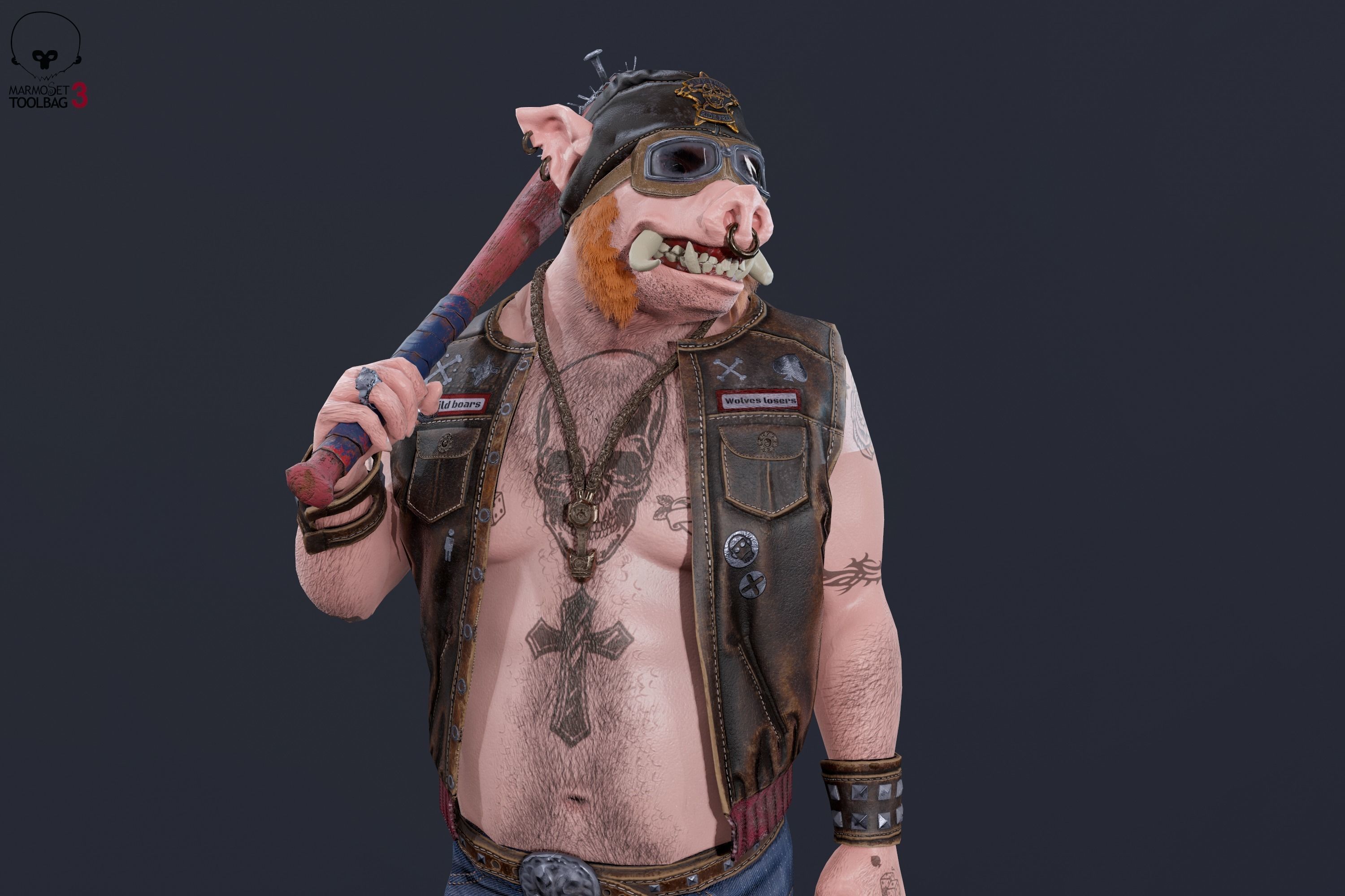 Boar Baiker Low-poly 3D model_23