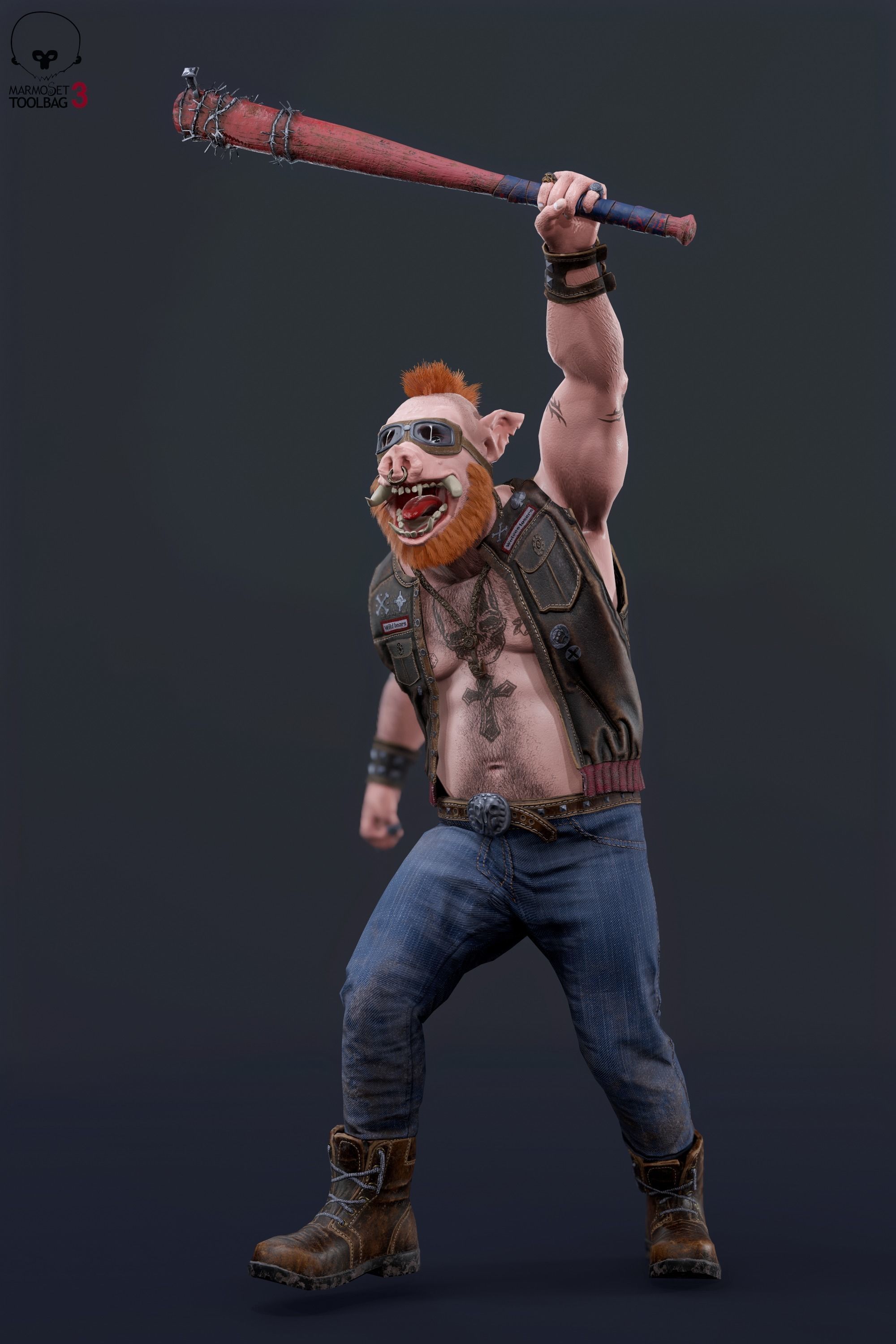 Boar Baiker Low-poly 3D model_15