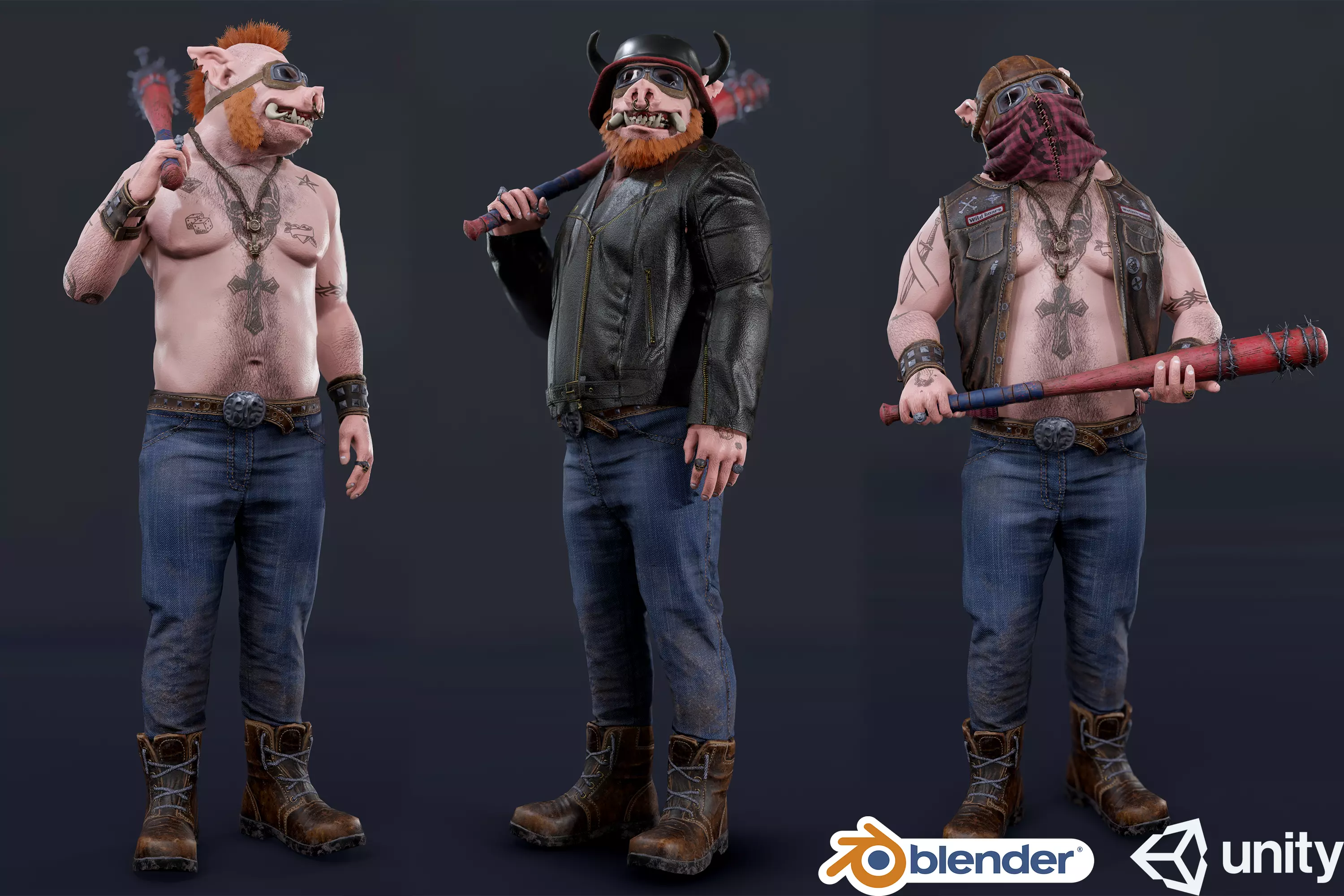 Boar Baiker Low-poly 3D model_0