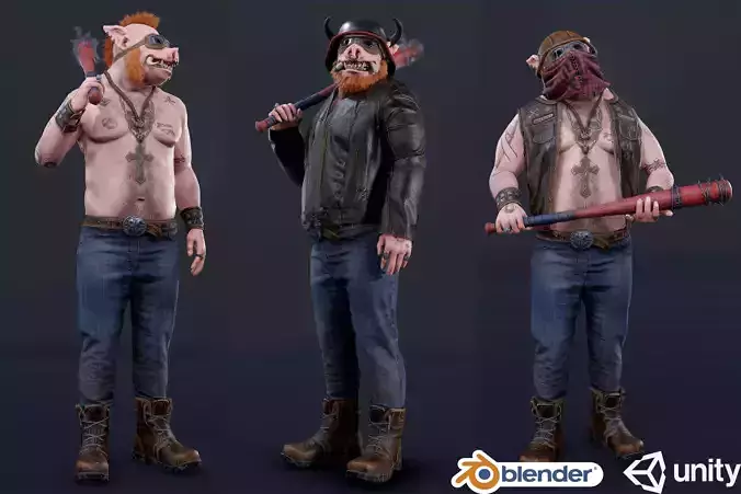 Boar Baiker Low-poly 3D model