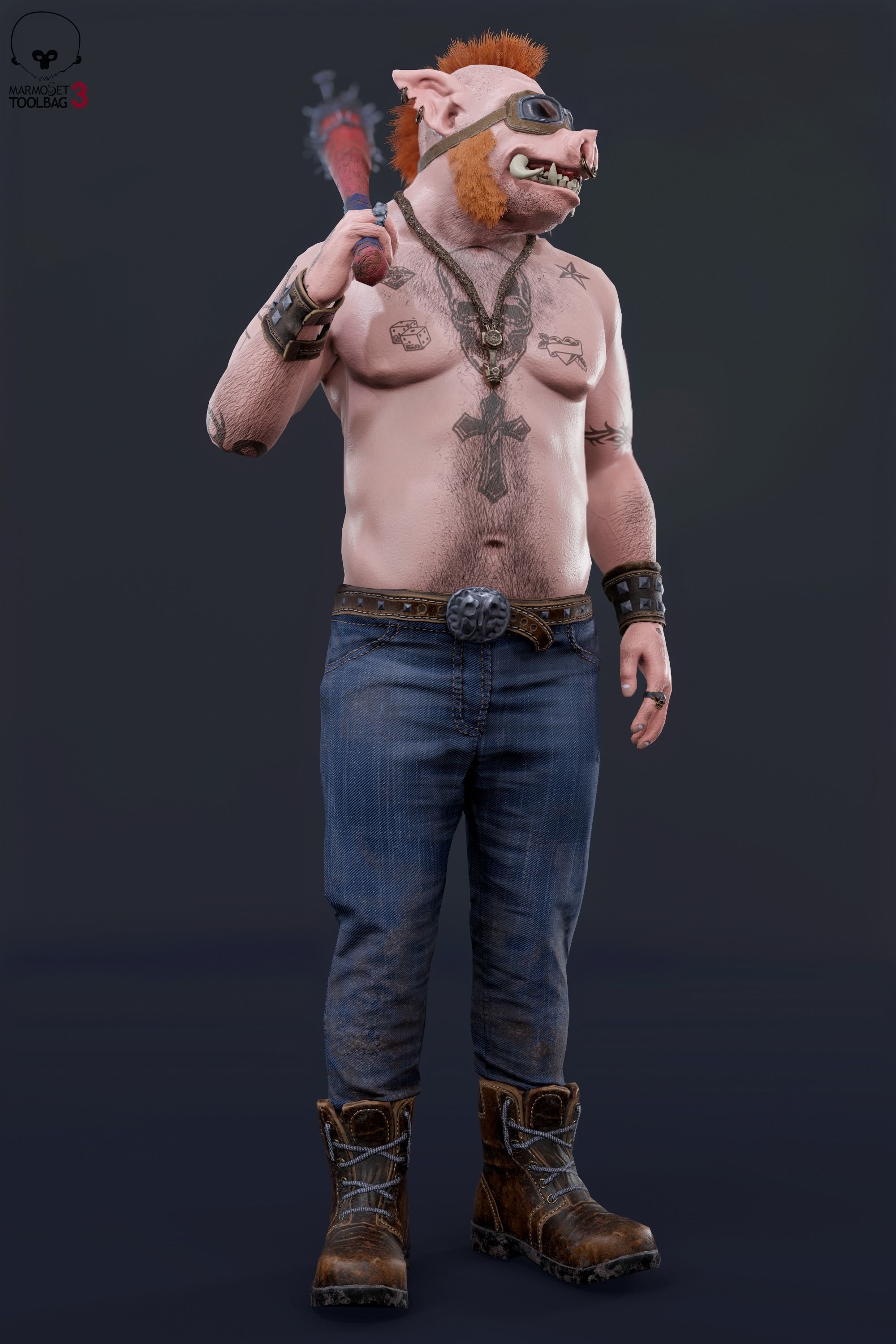 Boar Baiker Low-poly 3D model_6