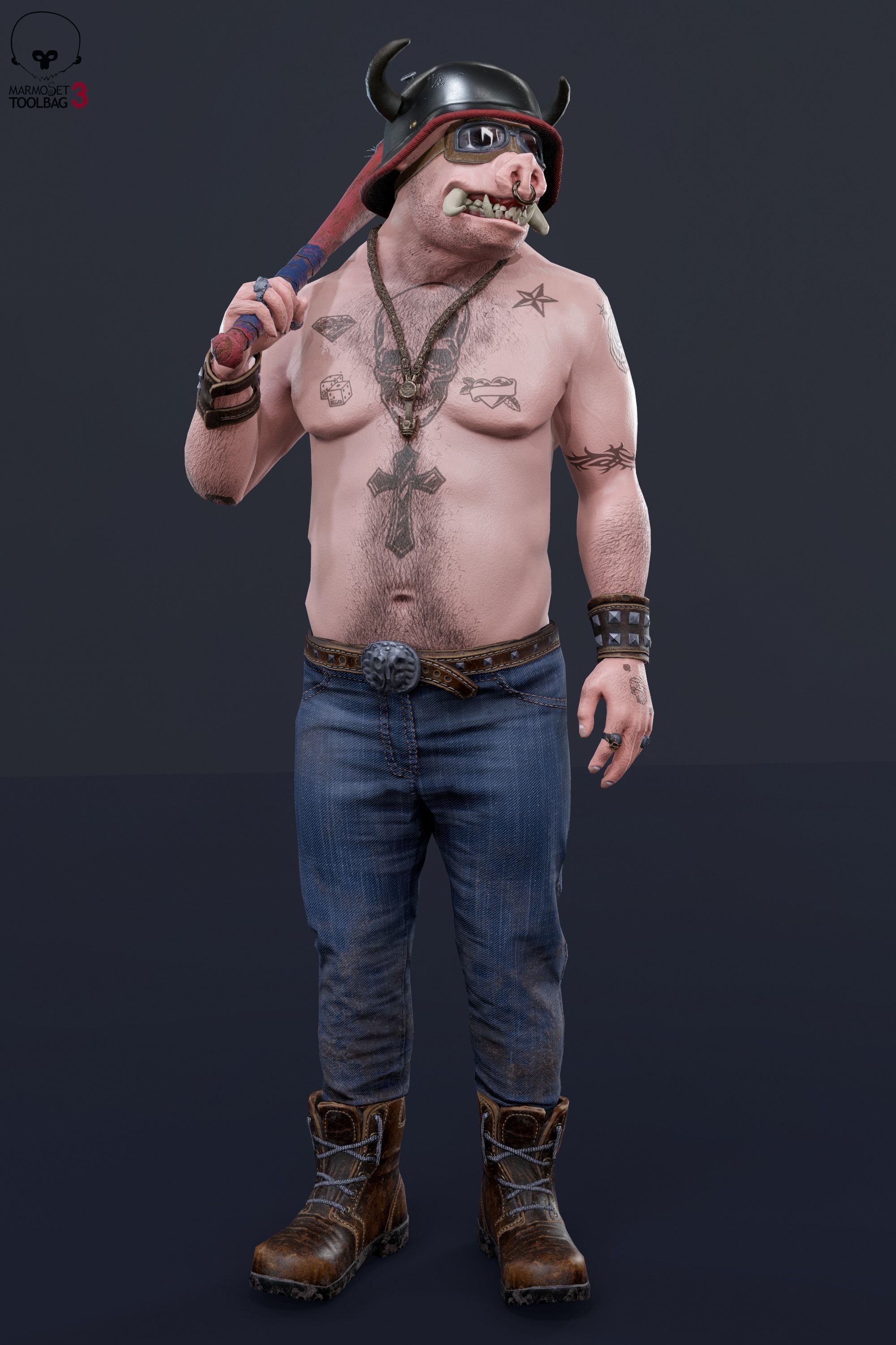 Boar Baiker Low-poly 3D model_12