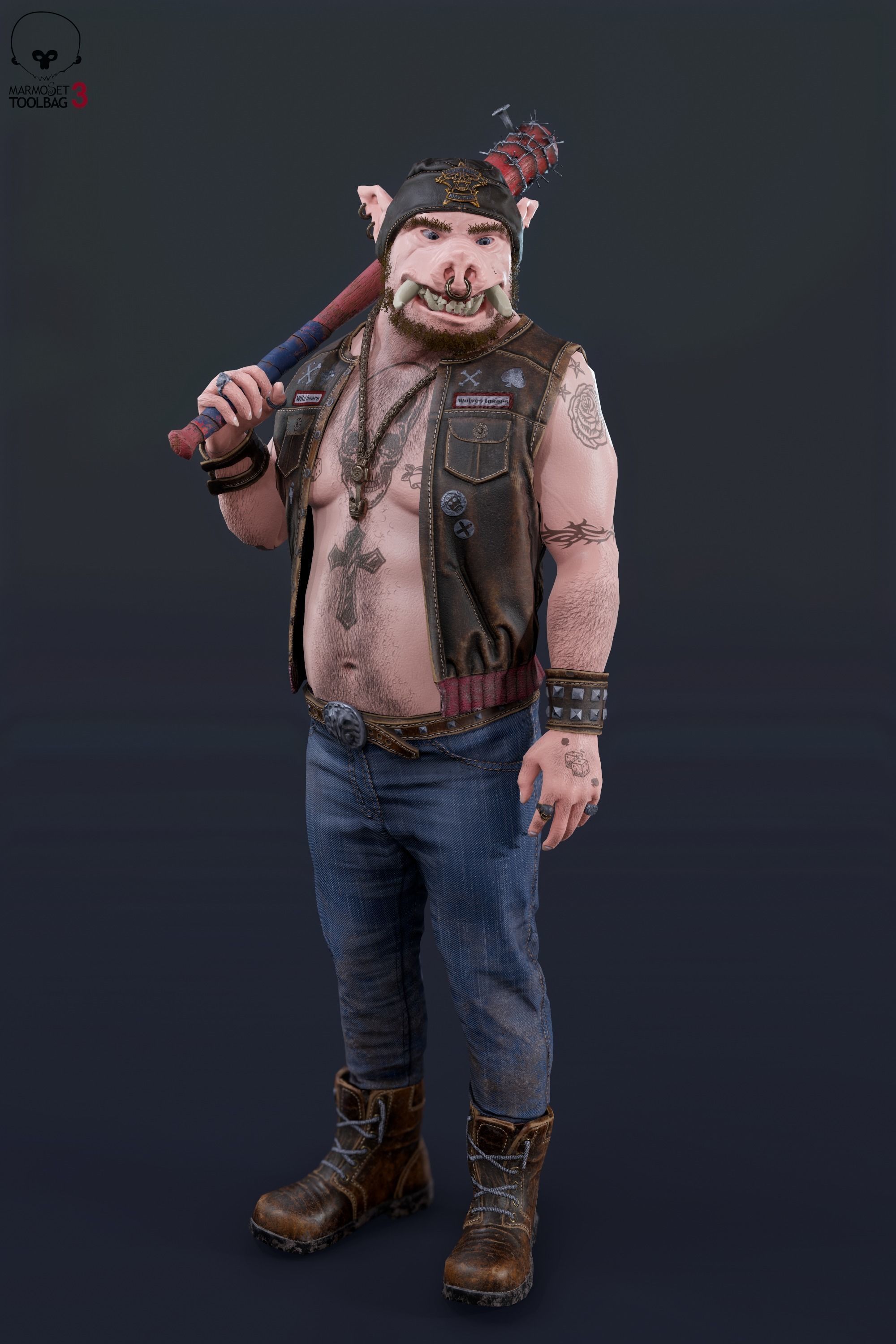 Boar Baiker Low-poly 3D model_43