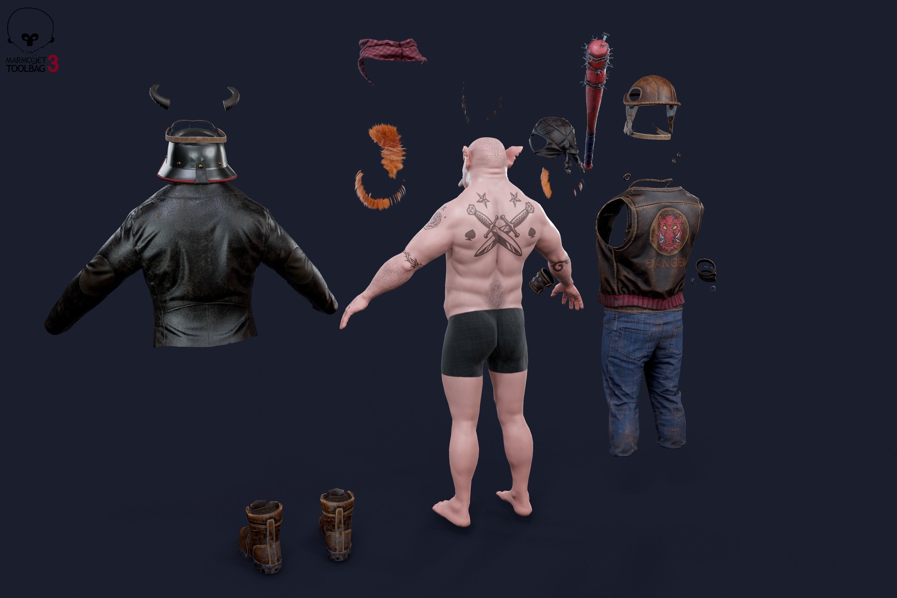 Boar Baiker Low-poly 3D model_33