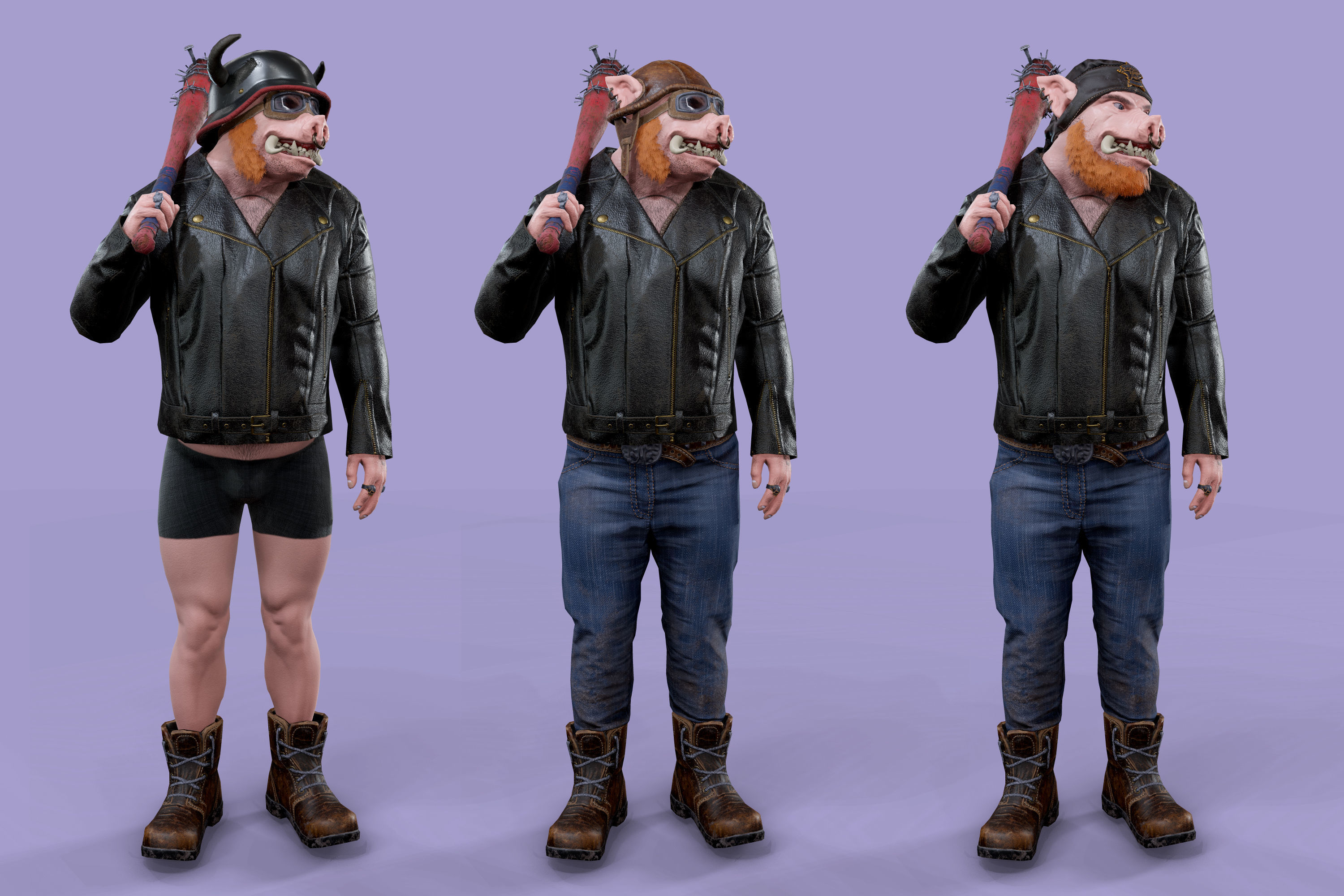 Boar Baiker Low-poly 3D model_4