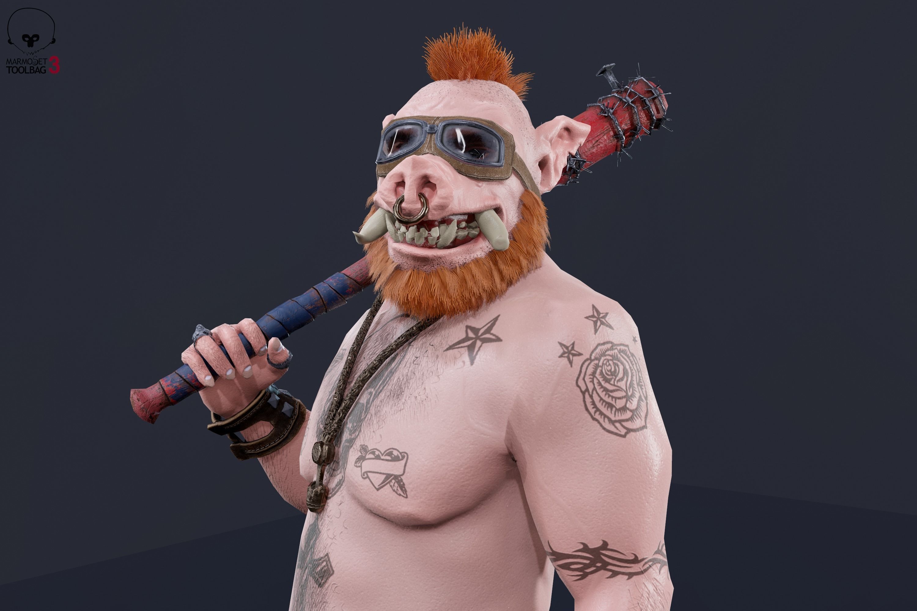 Boar Baiker Low-poly 3D model_16