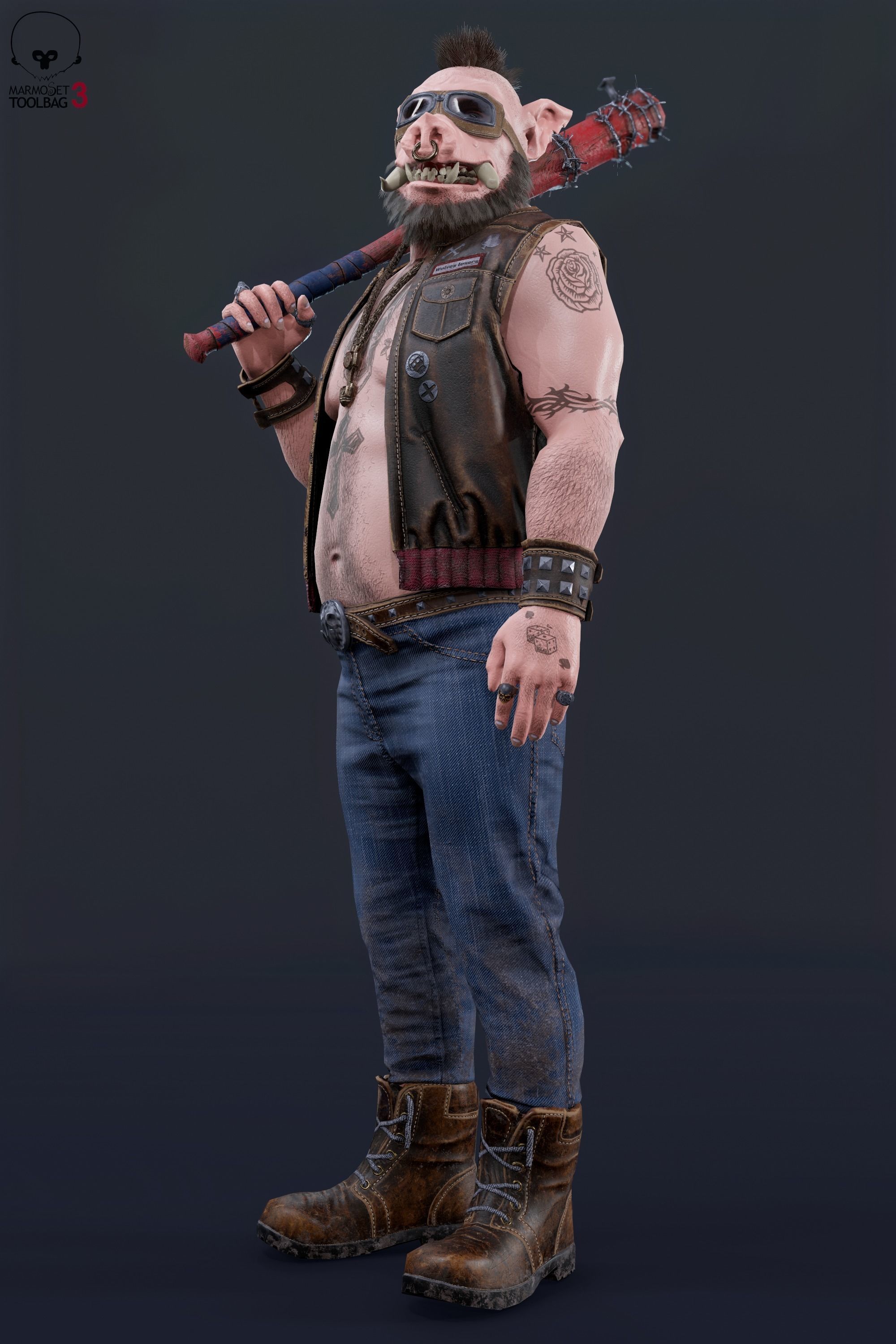 Boar Baiker Low-poly 3D model_13