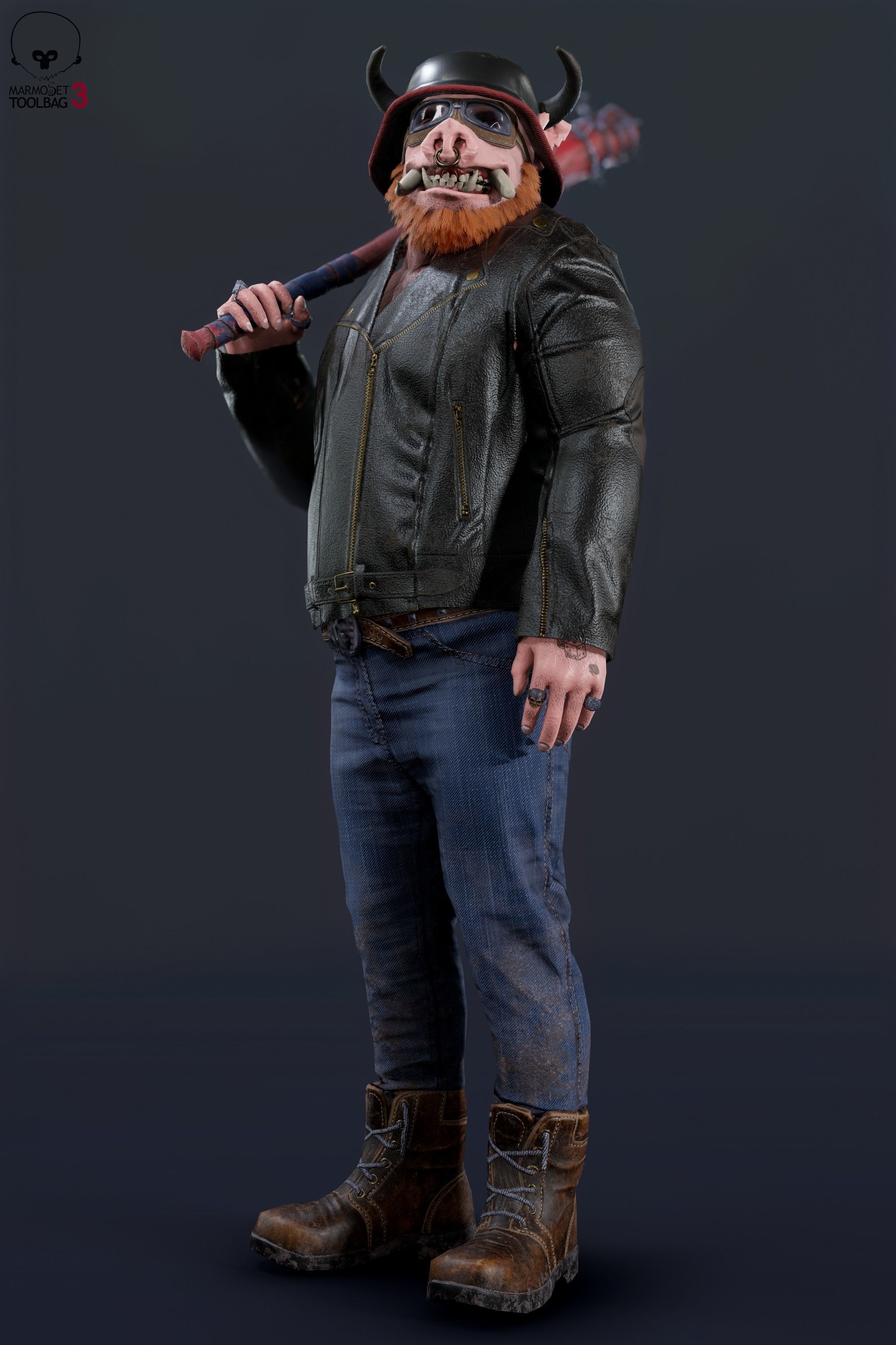 Boar Baiker Low-poly 3D model_8