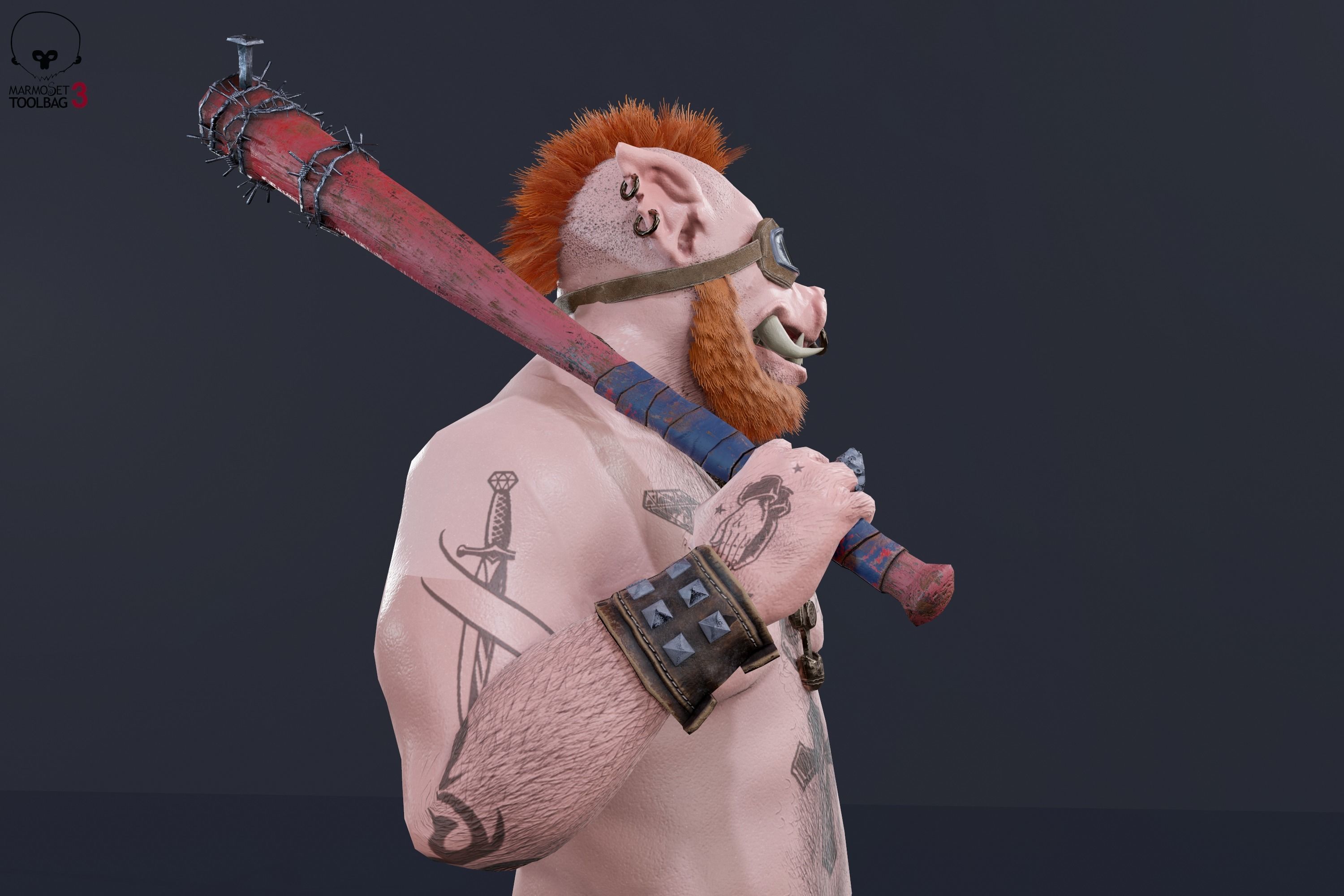 Boar Baiker Low-poly 3D model_17