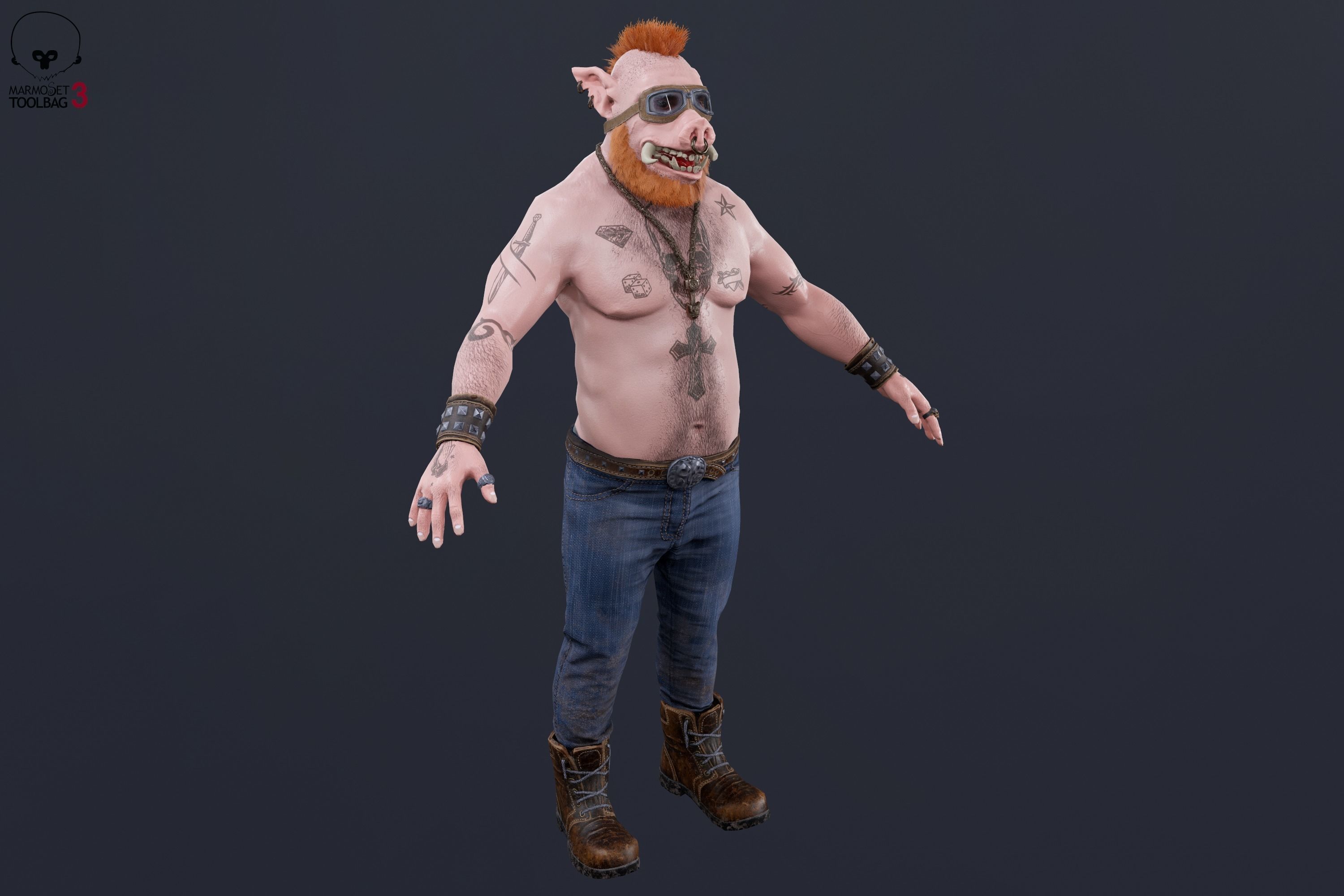 Boar Baiker Low-poly 3D model_25